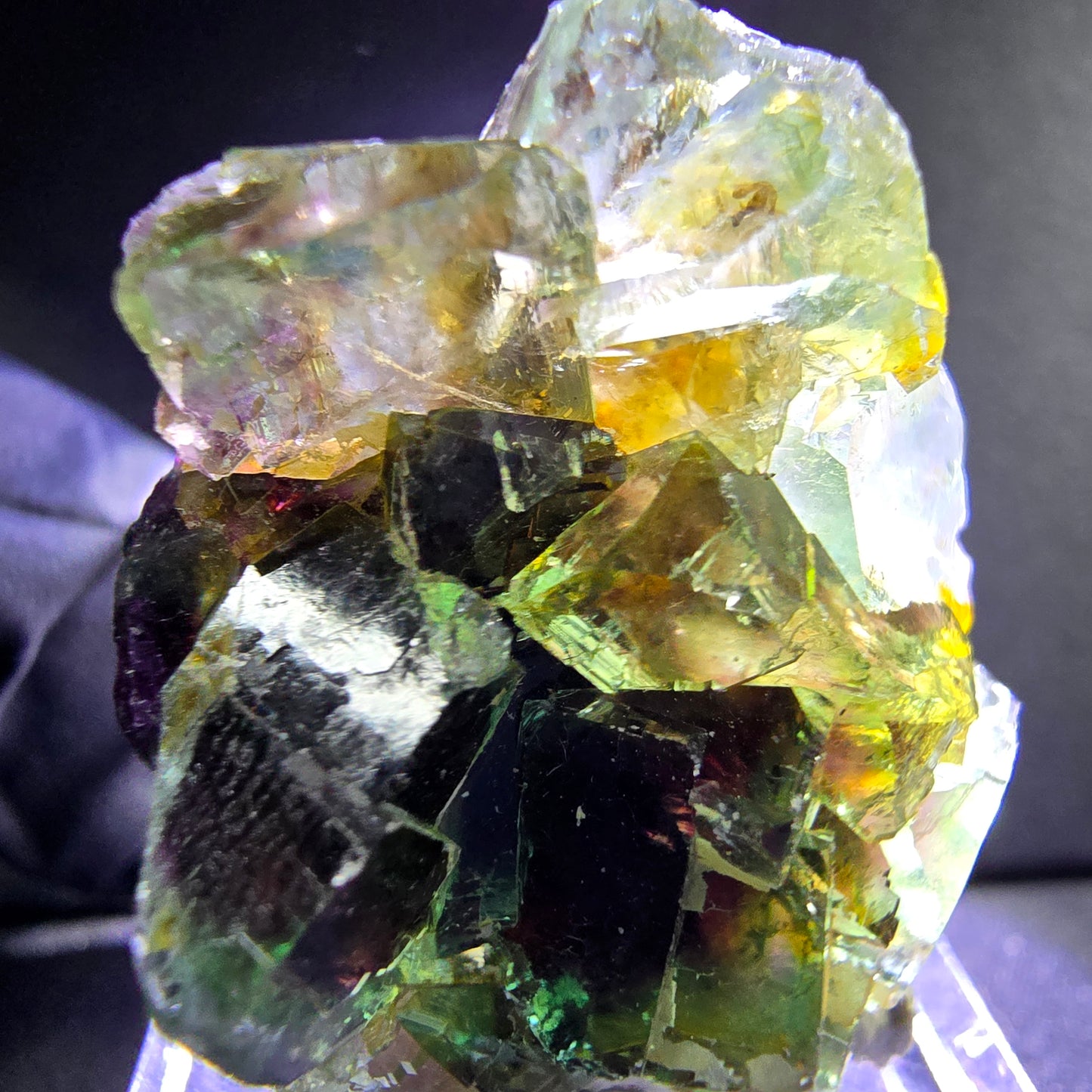 Seltene Phantom Fluorit XX Würfel Stufe grün lila 30*24*15mm aus Okorusu Namibia