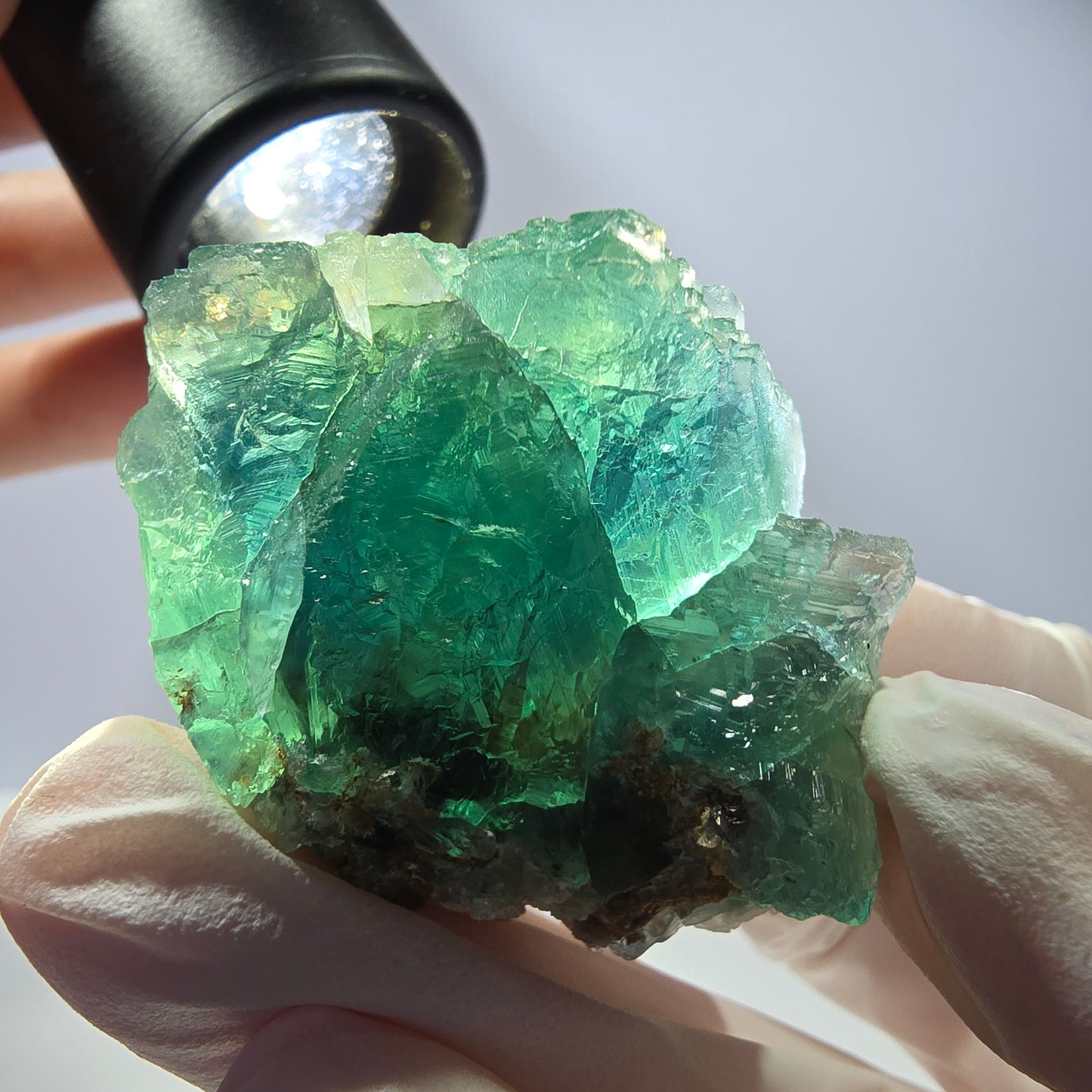 Rare cube de fluorite fantôme, spécimen de quartz vert Okorusu, Namibie, 44 x 40 x 29 mm