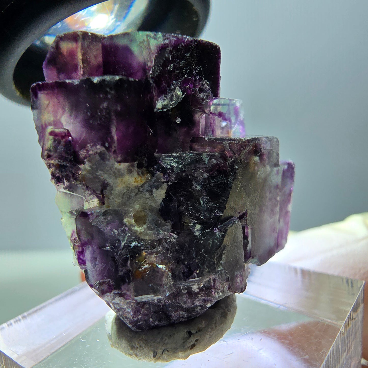 Phantom Fluorit Würfel Stufe, parkettiert grün lila Okorusu, Namibia 27*24*17mm
