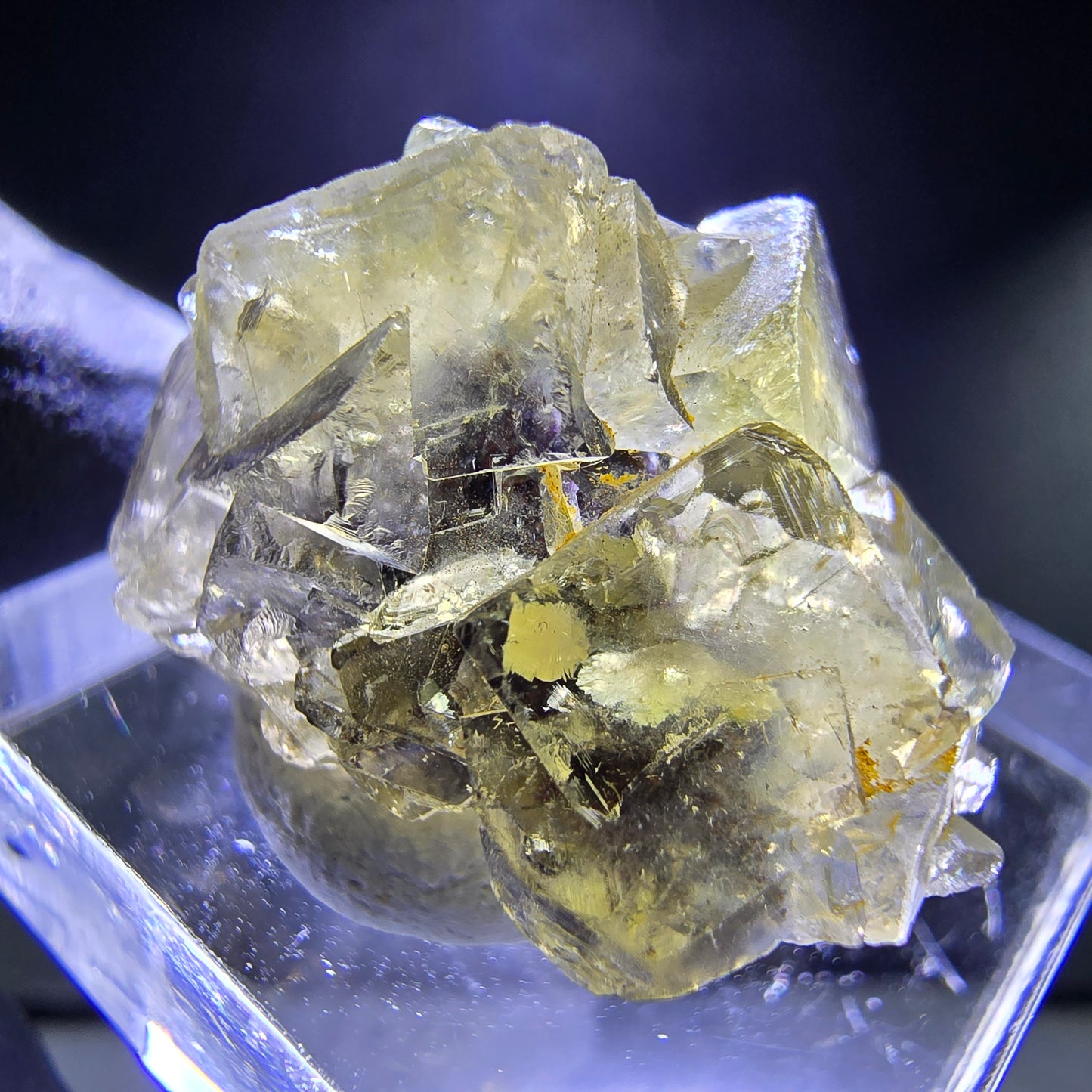 Seltene Honey Pocket Phantom Fluorit XX Würfel Stufe 25*17*15mm Okorusu, Namibia