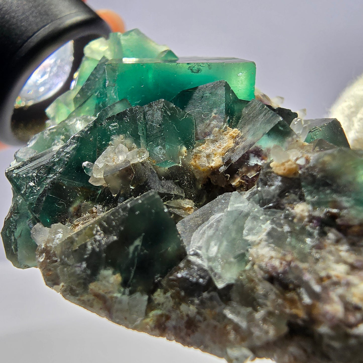 Cube de fluorite fantôme, quartz gradiné, Okorusu, Namibie, 77 x 45 x 22 mm