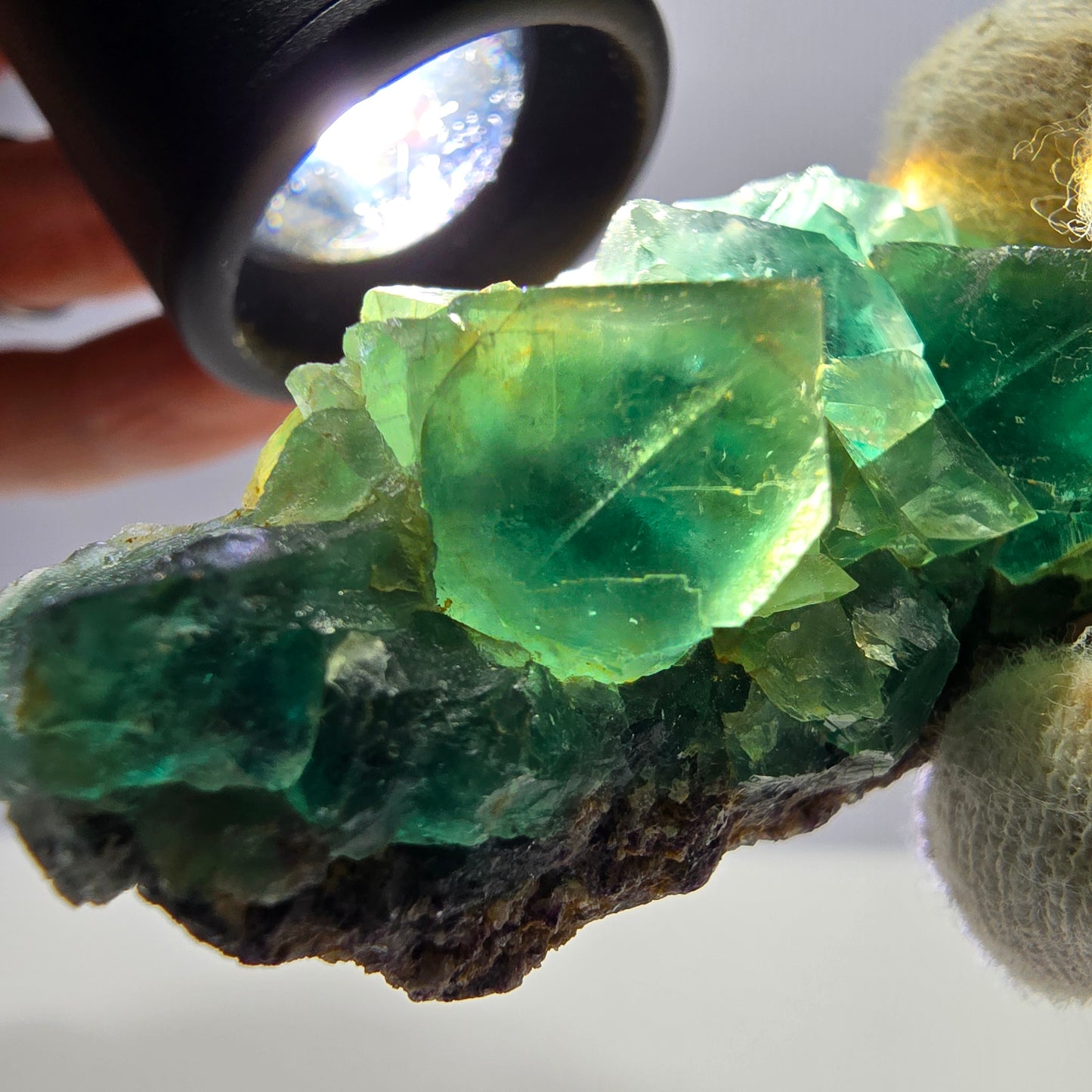 Rare spécimen de cube de fluorite fantôme, parqueté vert Okorusu, Namibie, 56 x 29 x 31 mm