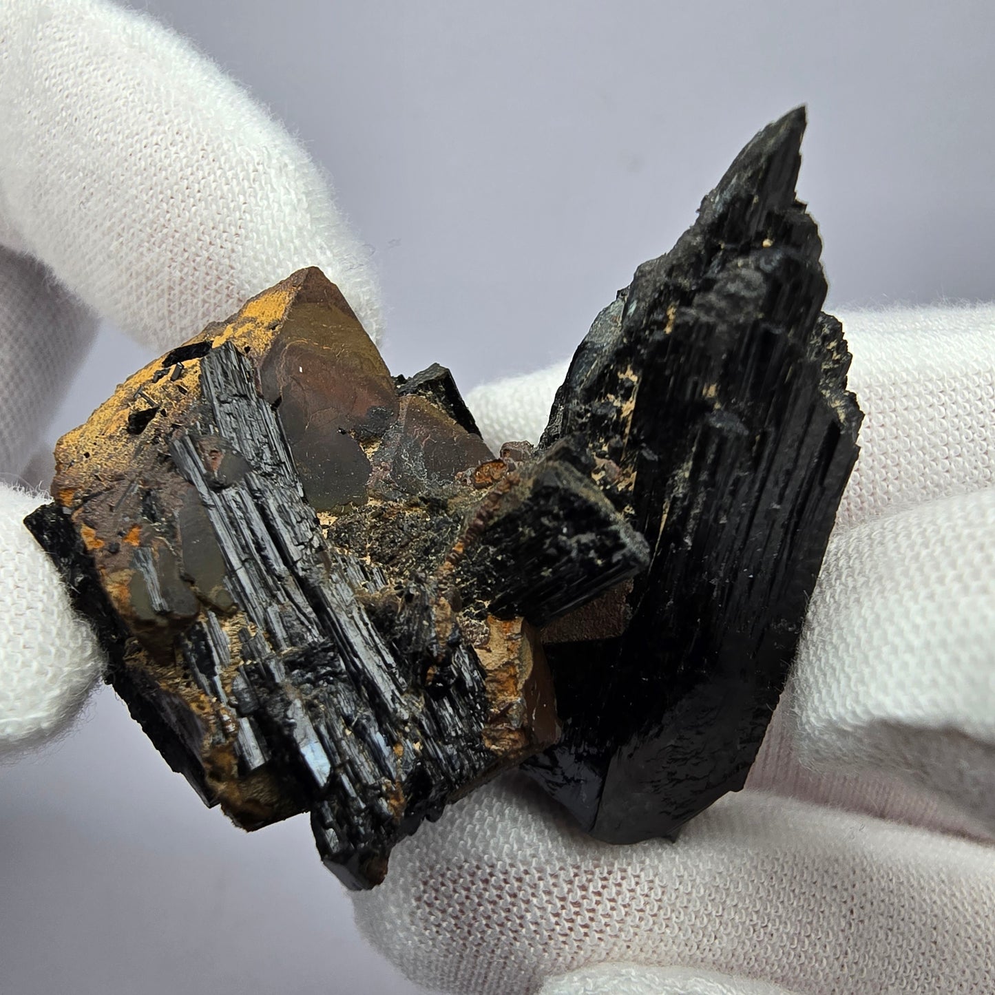 Schörl Turmalin, Eisen Fluorit Oktaeder Stufe Erongo Namibia 39*36*29mm Sammlung