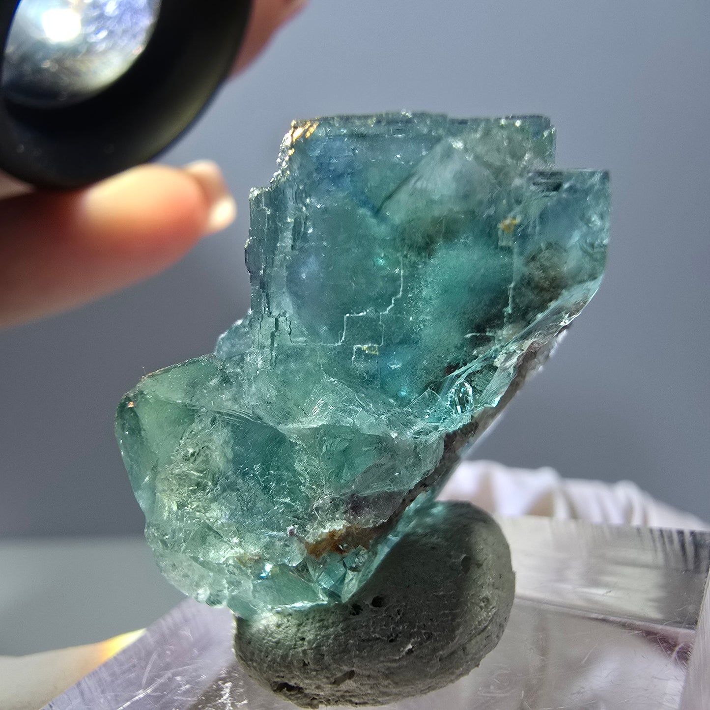 Spécimen de cube de fluorite fantôme, parquet vert Okorusu, Namibie 28 x 21 x 15 mm