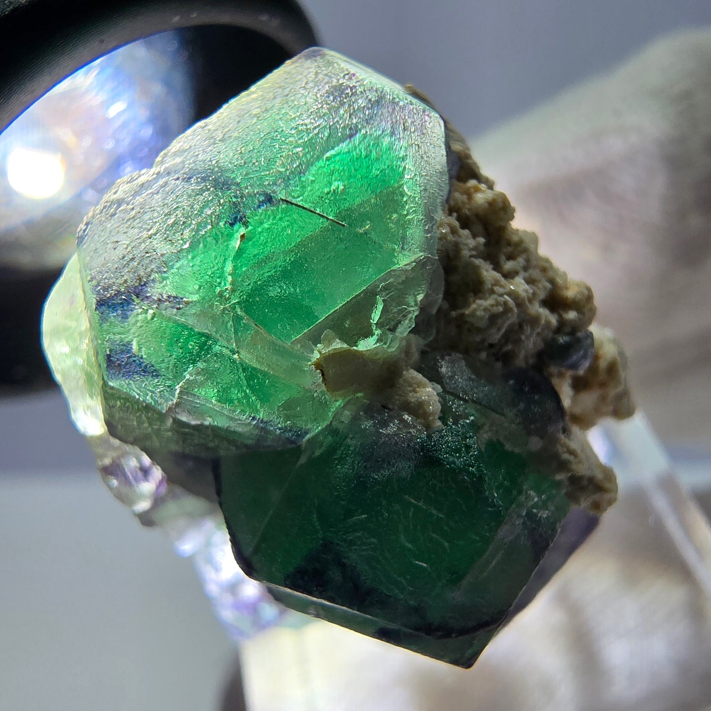 Cube de fluorite fantôme zonal, spécimen d'orthose, Erongo, Namibie, 31 x 23 x 19 mm