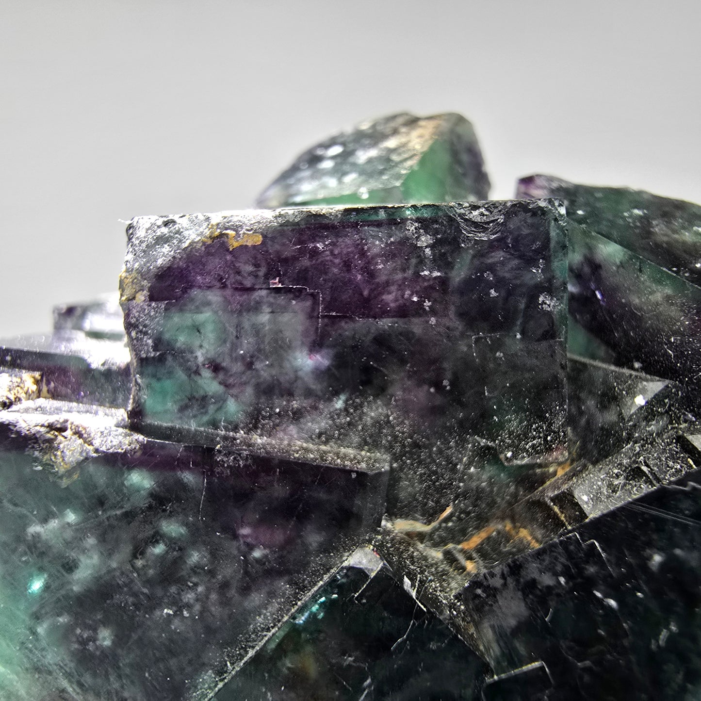 Seltene Phantom Fluorit Würfel Stufe grün lila zonar Okorusu, Namibia 57*42*31mm