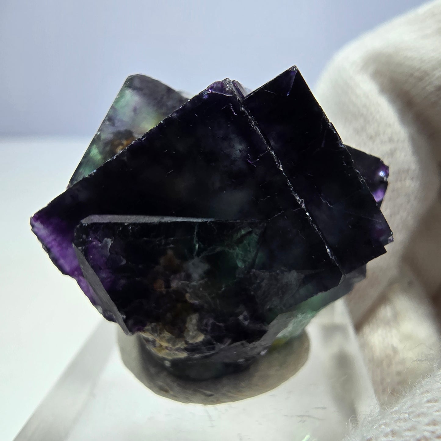 Klare Phantom Fluorit Würfel Stufe zonal grün lila Okorusu, Namibia 29*22*23mm