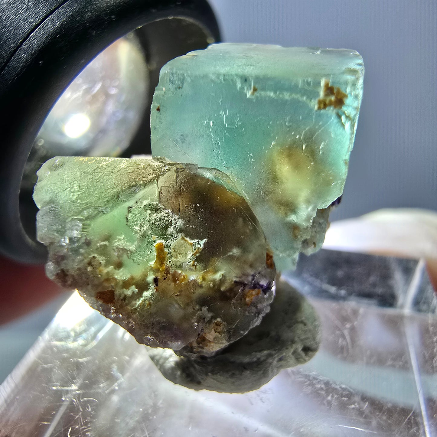 Seltene Phantom Fluorit Würfel Stufe, grün Okorusu, Namibia 22*19*18mm