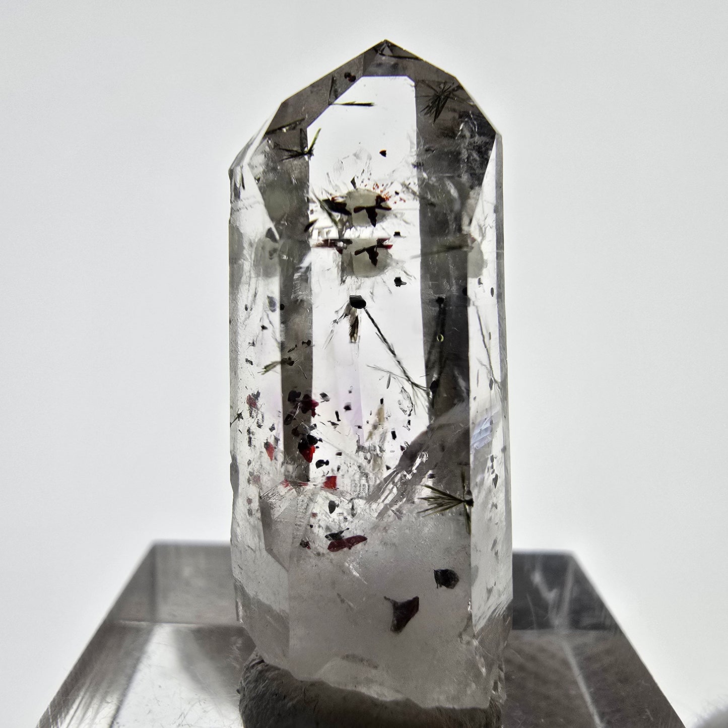Quartz fumé Harlequin Phantom avec stilbite, mine Epidote Streep, Namibie, 30 x 12 x 11 mm