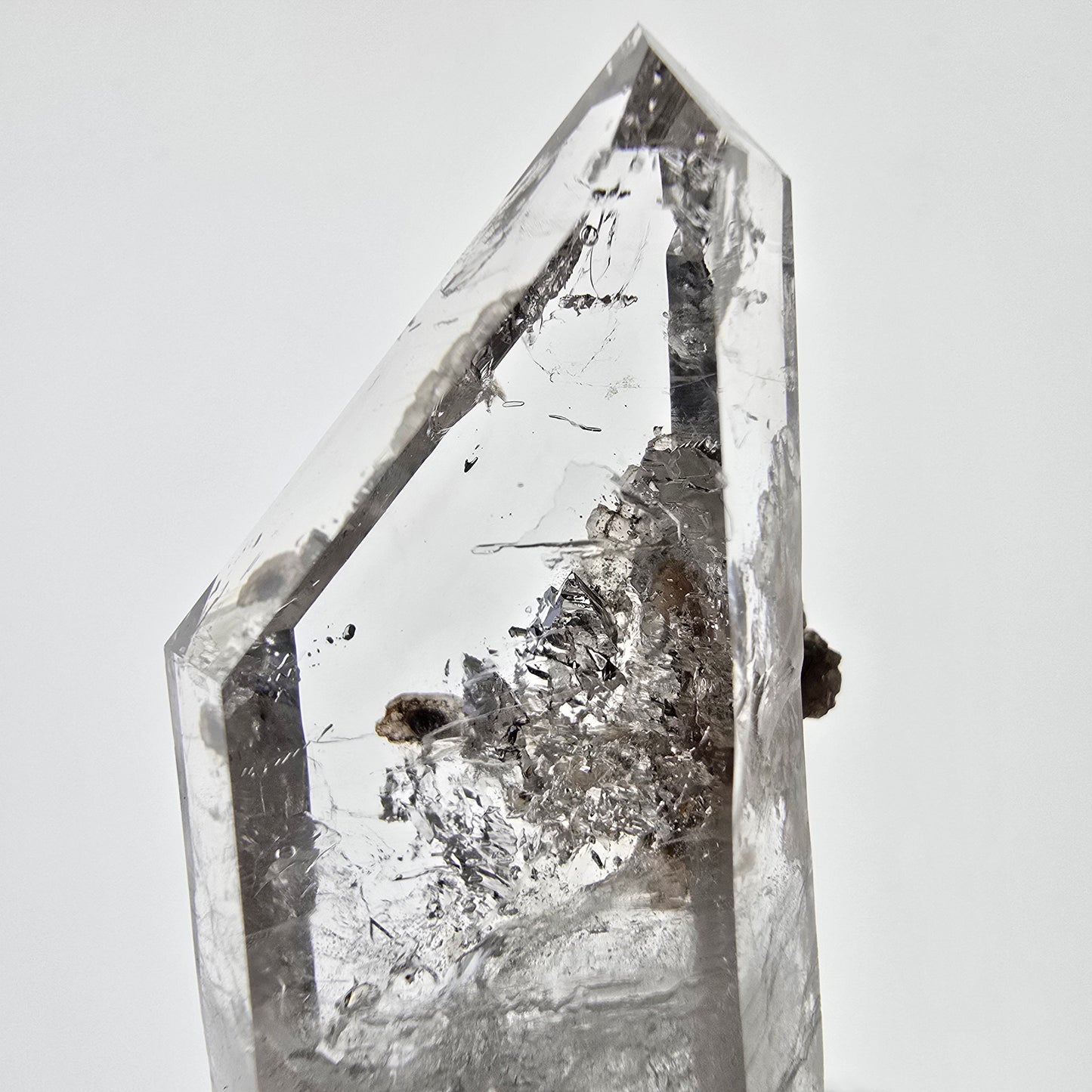 Sceptre DT en quartz fumé squelette Enhydro, calcite, 1x Bubble Valentine Pocket Namibie 54 x 26 x 19 mm