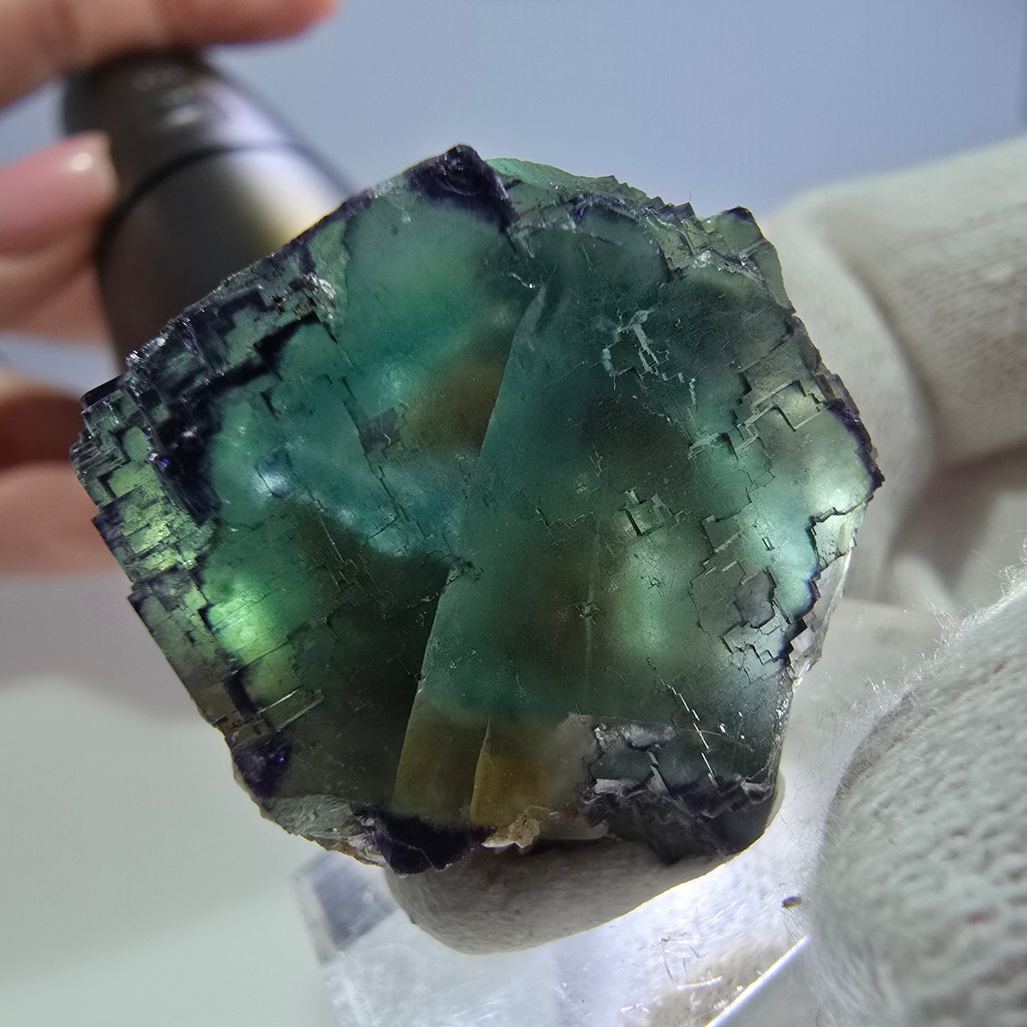 Phantom Fluorit Würfel Stufe parkettiert zonal Okorusu, Namibia 30*24*22mm
