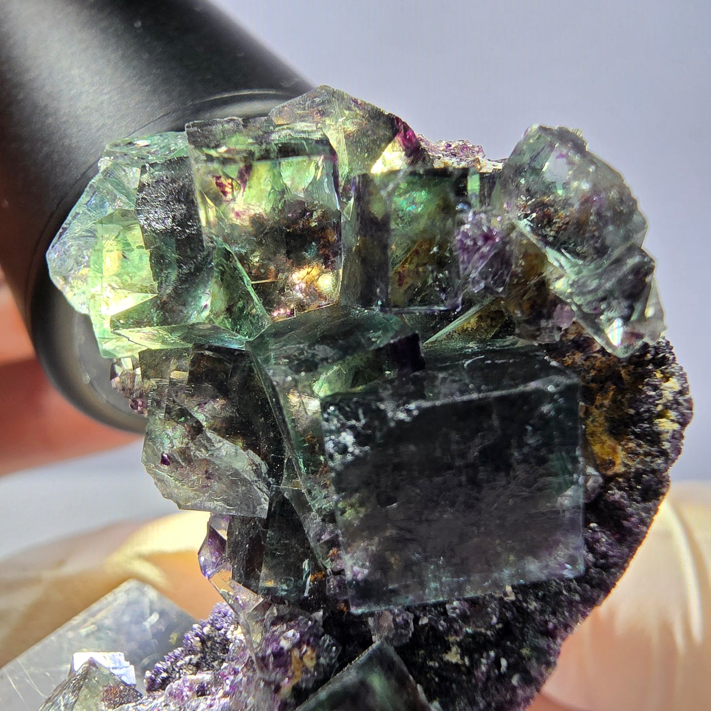 Phantom Fluorit Würfel Stufe, grün lila Okorusu, Namibia 39*30*11mm