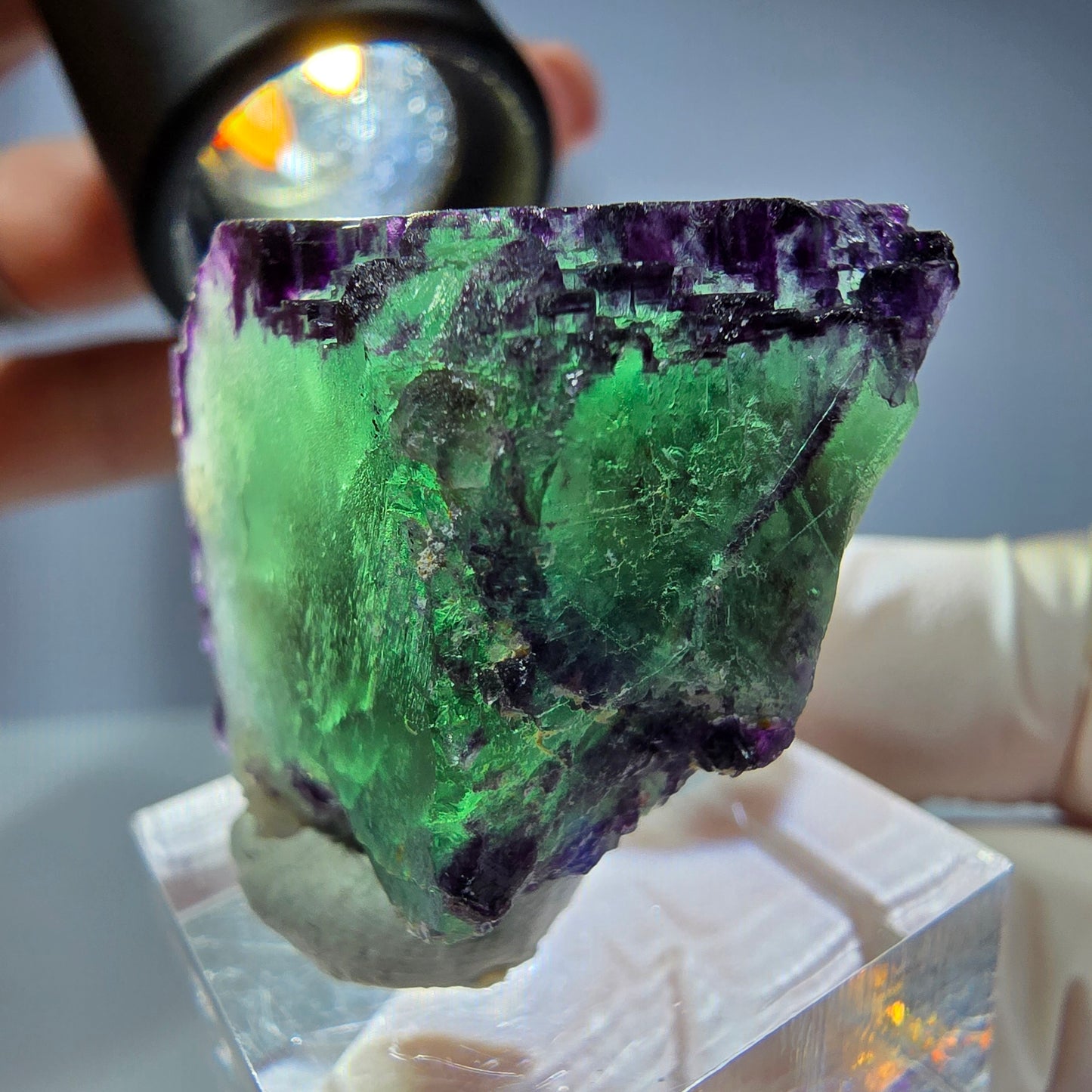 Spécimen de cube de fluorite fantôme, parqueté, zonal Okorusu, Namibie 36*27*20 mm