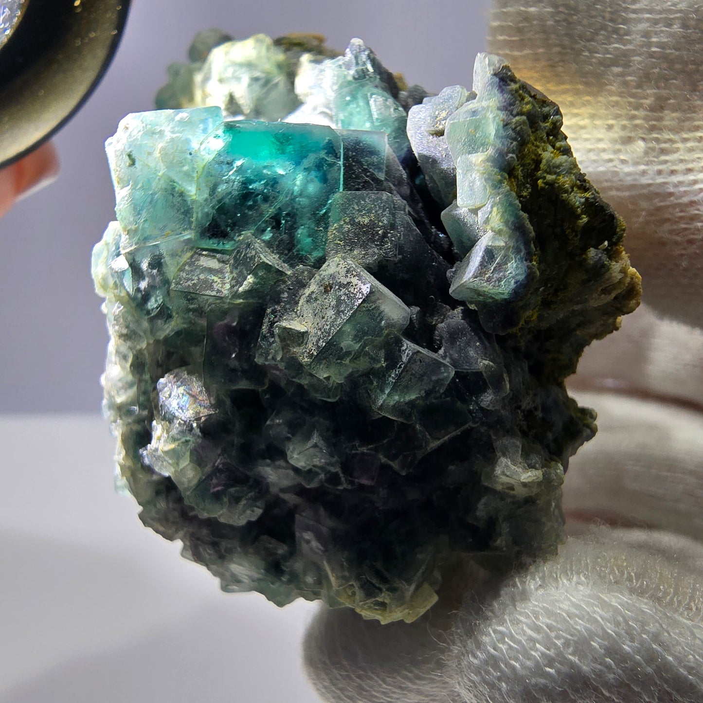 Cube de fluorite fantôme zonal, spécimen de tourmaline Schorl, Erongo, Namibie, 56 x 49 x 41 mm
