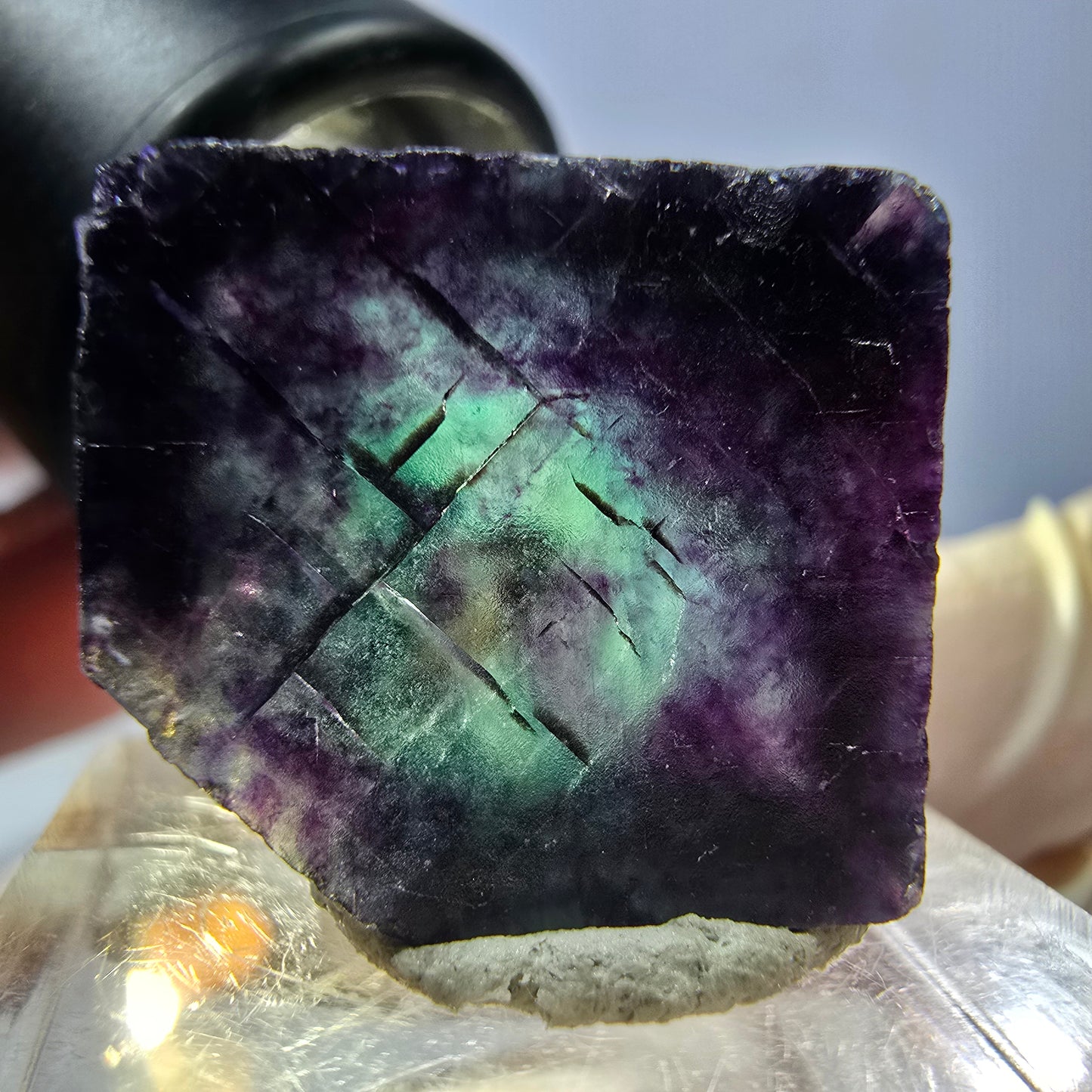 Phantom Fluorit Würfel parkettiert, grün lila Okorusu, Namibia 20*18*16mm