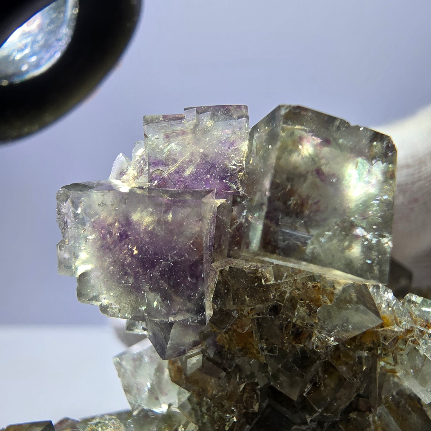 Phantom Fluorite Cube Specimen Double-Sided Green Purple Yellow Okorusu Namibia 72*64*33mm