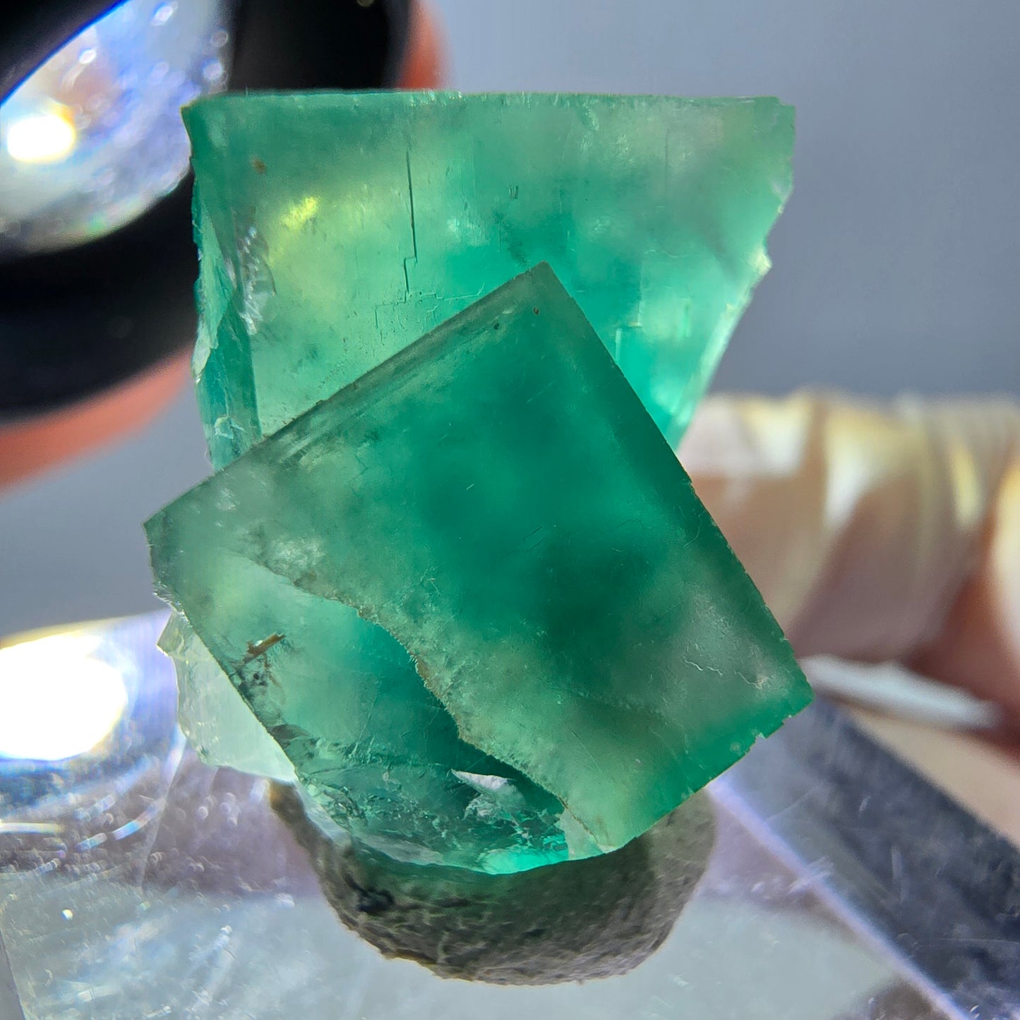 Phantom Fluorit Würfel Stufe, grün parkettiert Okorusu, Namibia 23*22*13mm