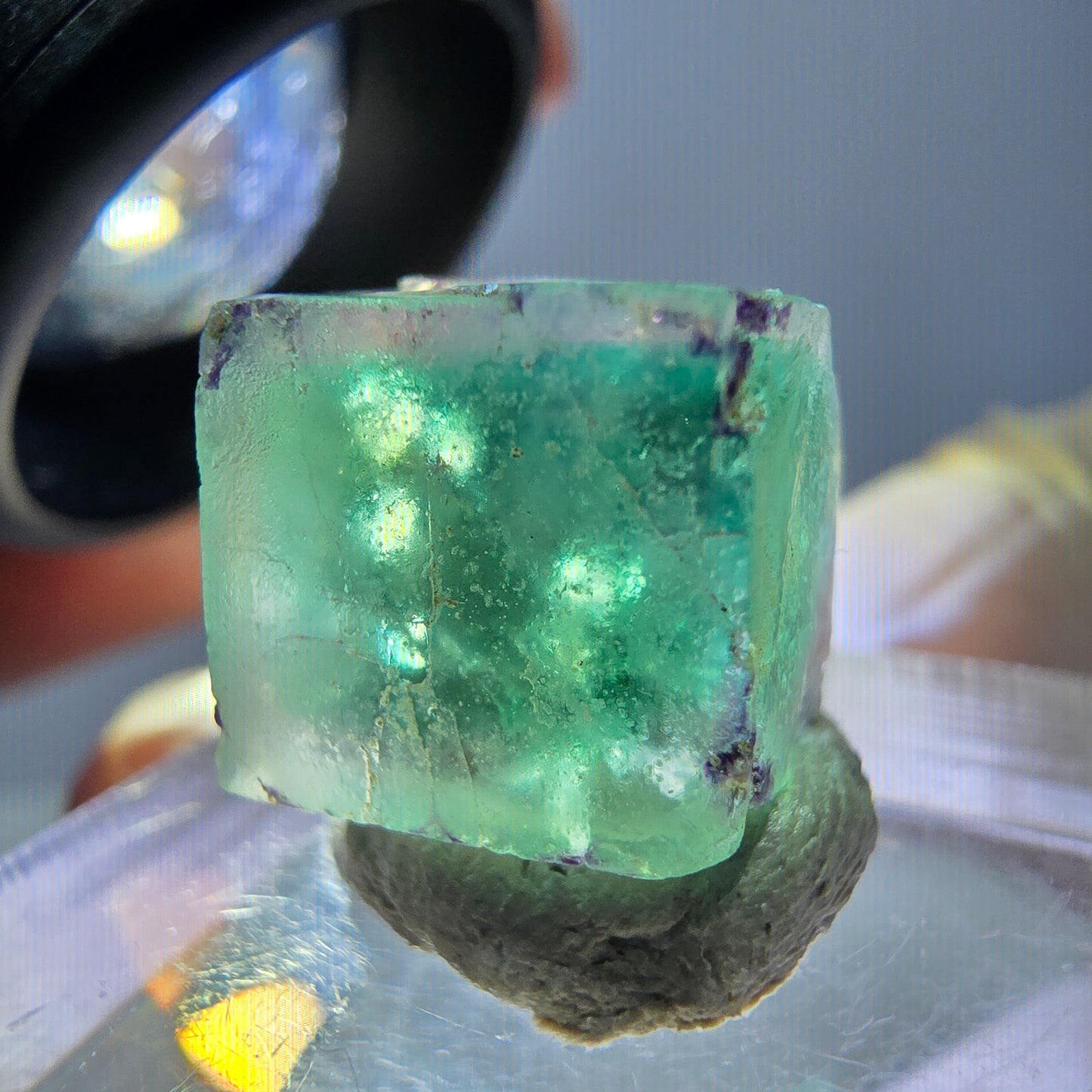 Phantom Fluorit Würfel parkettiert, grün lila Okorusu, Namibia 12*12*12mm
