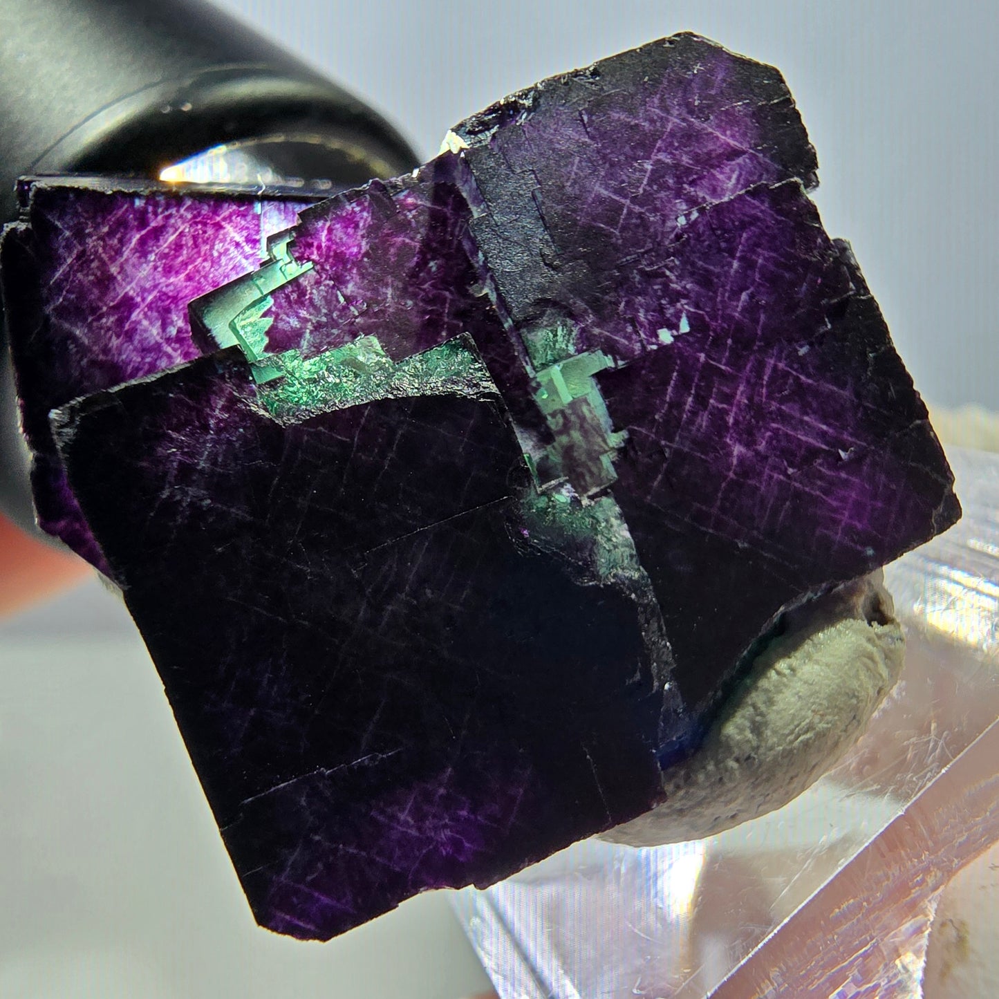 Phantom Fluorit Würfel Stufe grün lila zonal 11:11 Angel Pocket, Namibia 30*28*25mm