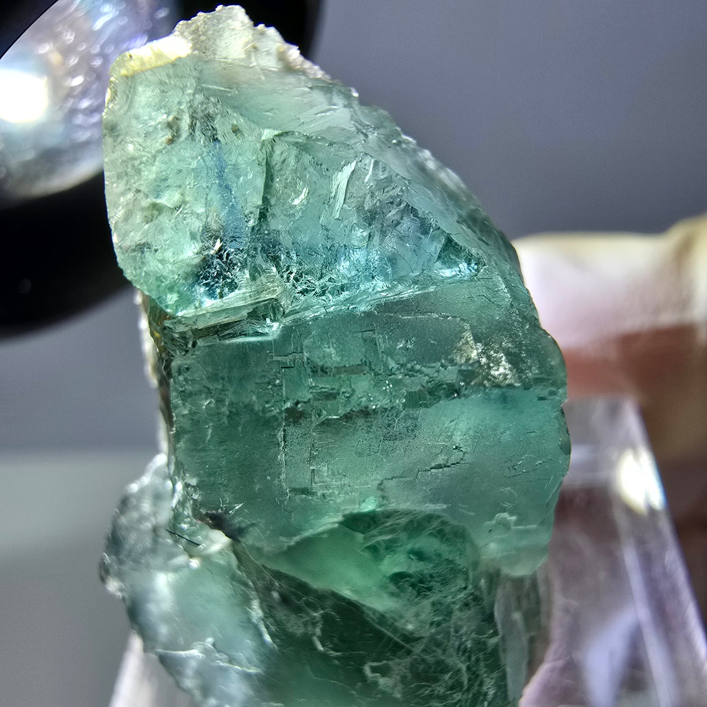 Phantom Fluorit Würfel Stufe, grün parkettiert Okorusu, Namibia 30*20*13mm