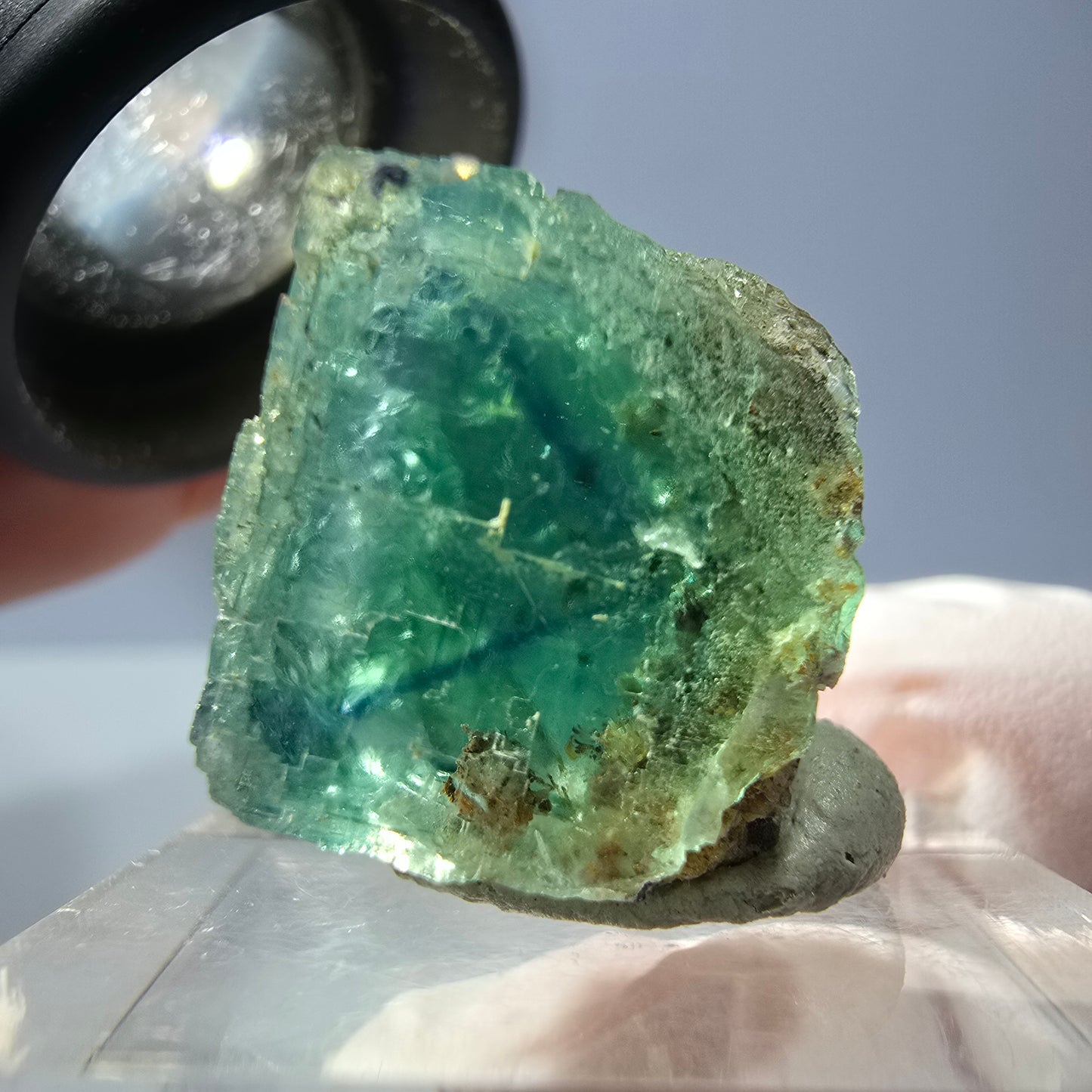Klarer Phantom Fluorit Würfel parkettiert, grün Okorusu, Namibia 22*17*16mm