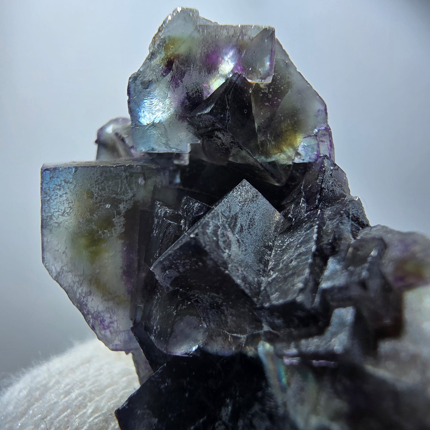 Colorful Phantom Fluorite Cubes, Hyalite, Schorl Tourmaline Erongo, Namibia 41*32*17mm