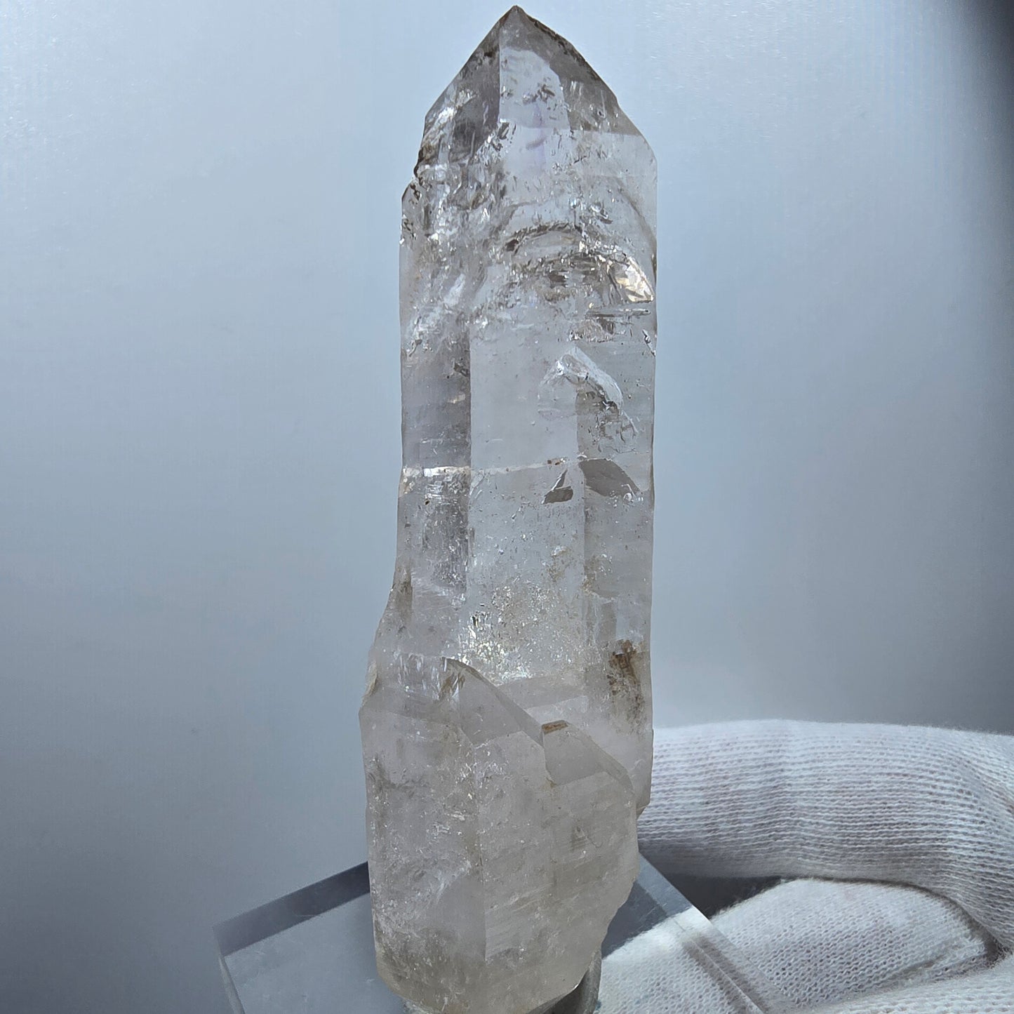 Sceptre DT en quartz fumé lémurien Enhydro, 2 gobos de poche Bubble Valentine. Namibie 97 x 33 x 20 mm