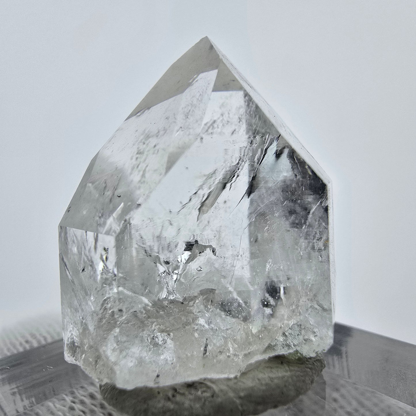 Lemurian Phantom Chlorid Quarz Spitze Streep Mine, Goboboseb, Namibia 27*22*17mm