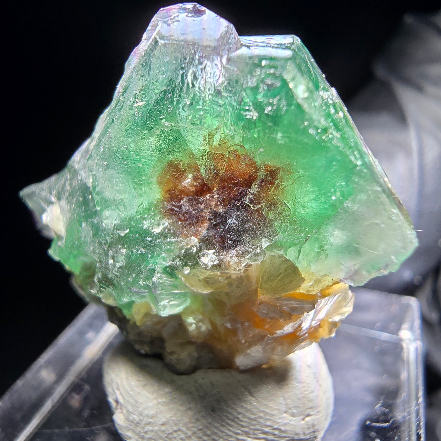 Phantom Fluorit Würfel, Muskovit Stufe Erongo, Namibia 26*20*17mm Sammlung