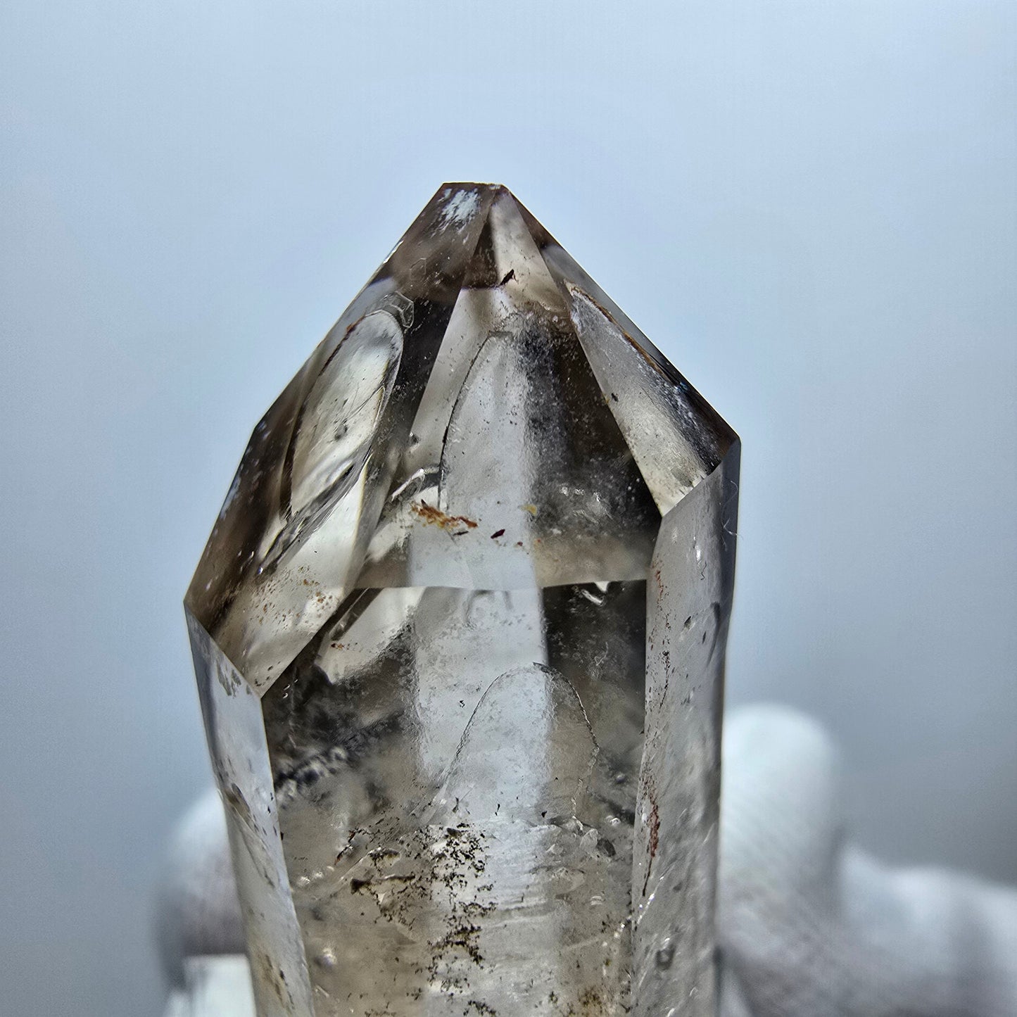 Pointe de quartz fumé Enhydro Phantom, 1x Bubble Goboboseb, Namibie 39*16*16mm