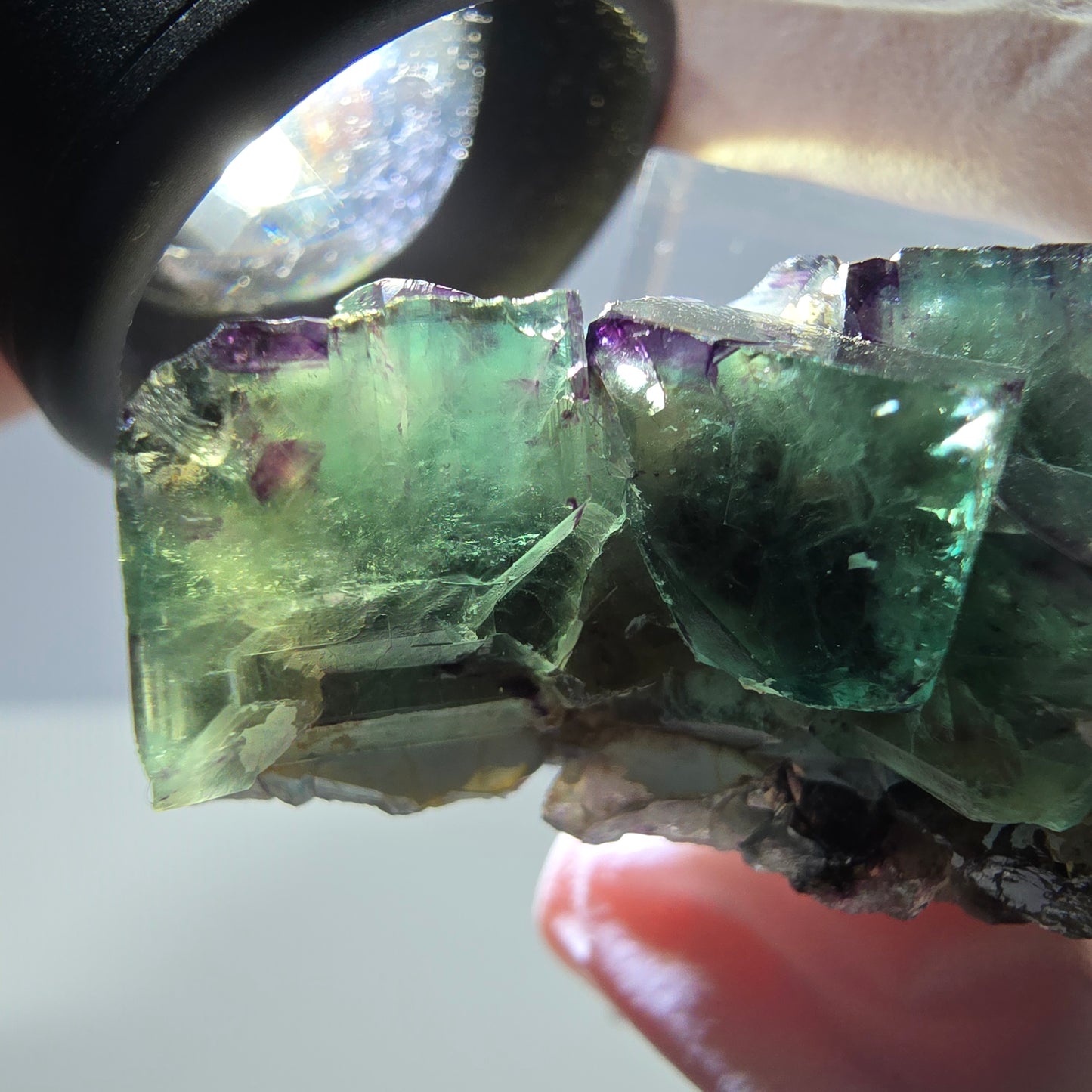 Phantom Fluorit Würfel Stufe, grün lila Okorusu, Namibia 39*18*12mm