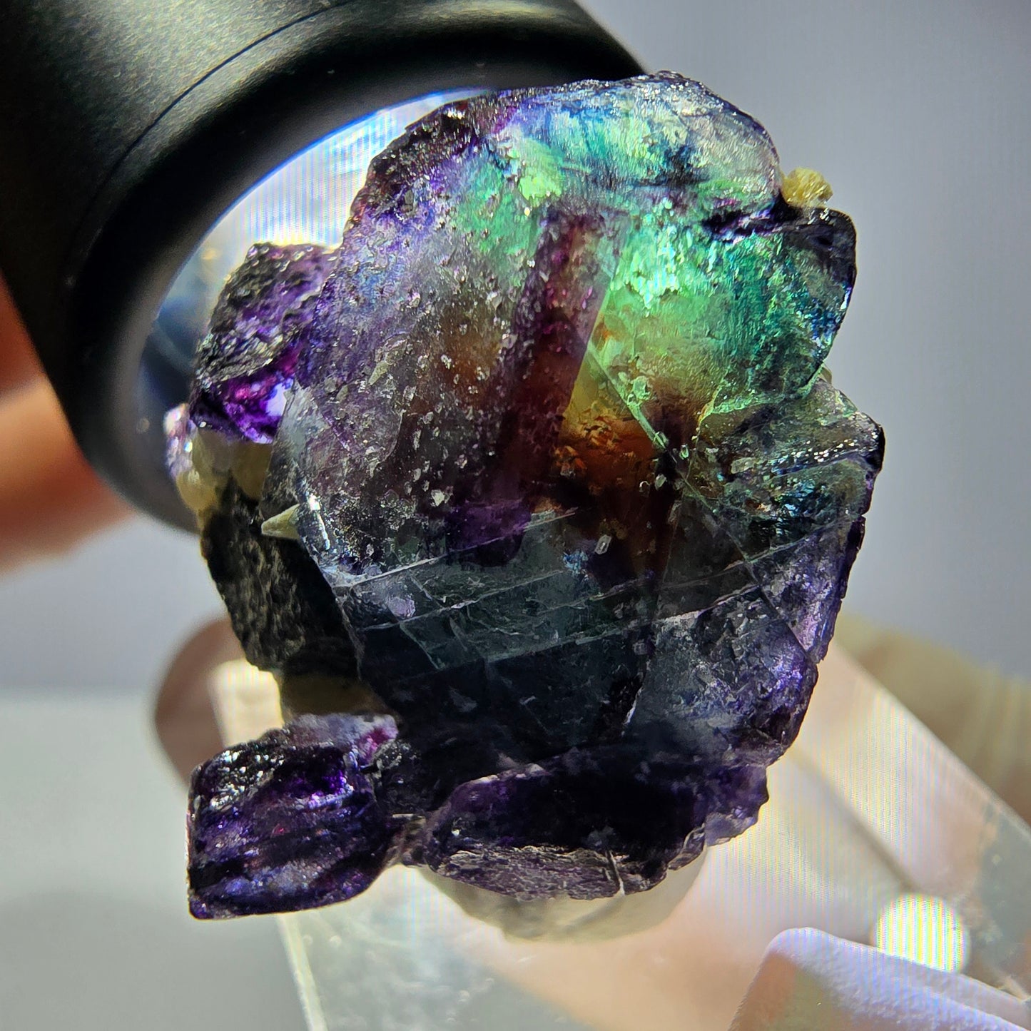 Cubes de fluorite fantôme colorés hexagonaux, tourmaline Schorl Erongo, Namibie 27 x 25 x 20 mm