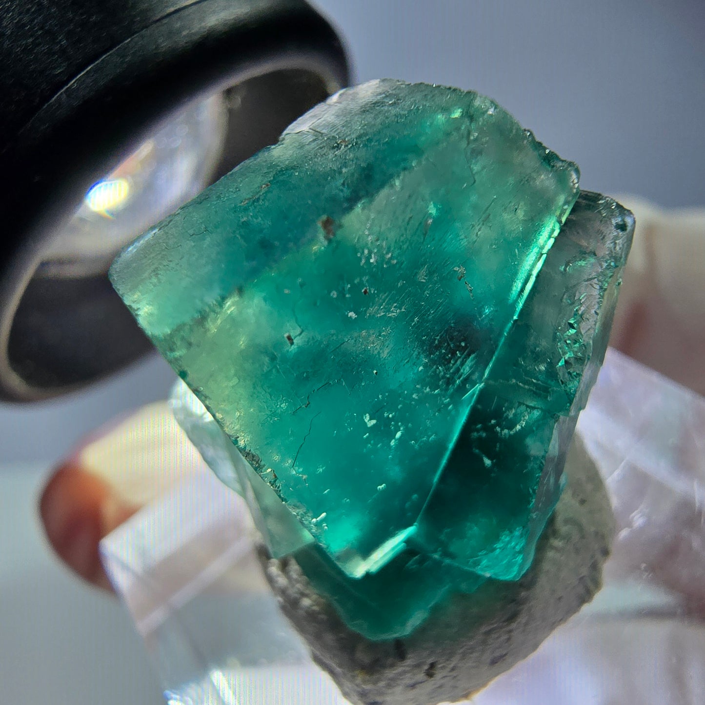 Klarer Phantom Fluorit Würfel parkettiert, grün Okorusu, Namibia 20*19*16mm
