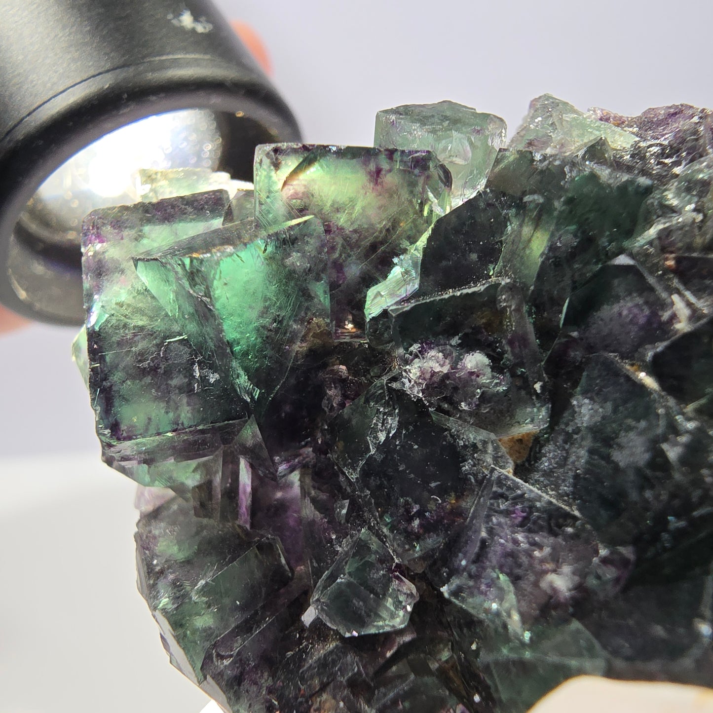 Spécimen de cube de fluorite fantôme parqueté vert violet Okorusu, Namibie 52*42*16 mm