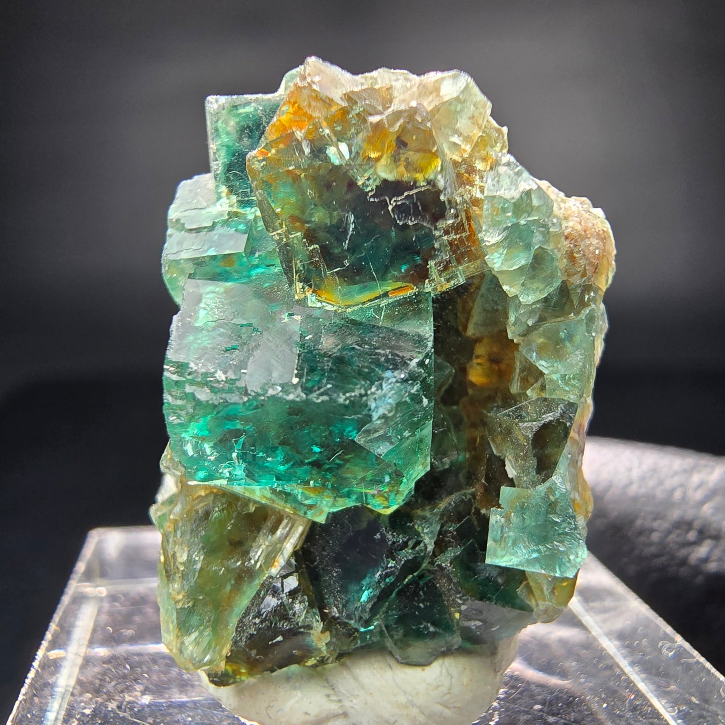 Seltene klare Phantom Fluorit Würfel Stufe grün Okorusu, Namibia 25*18*17mm