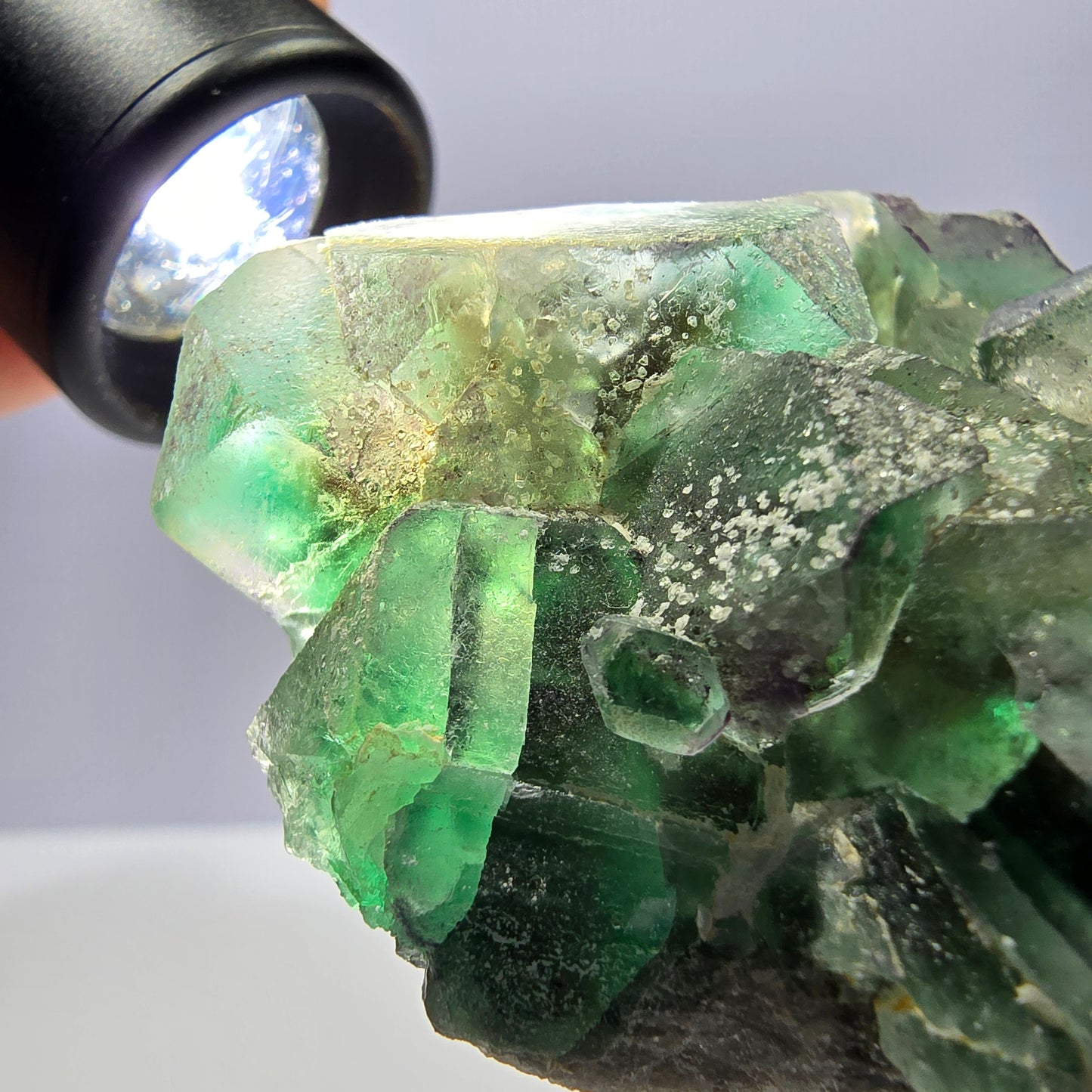 Fluorite fantôme Schörl Tourmaline Hyalite Muscovite Erongo Namibie 84*78*38mm