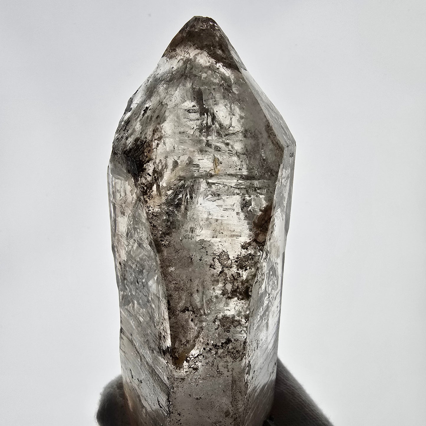 Sceptre XL Enhydro Squelette Quartz Fumé DT 3x Bulle Valentine Pocket Gob. Namibie 146 x 69 x 42 mm