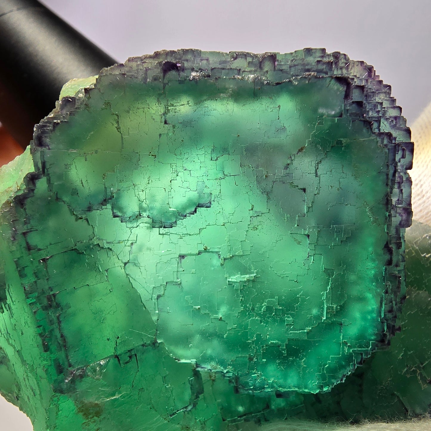 Phantom Fluorit Würfel Stufe parkettiert zonal Okorusu Namibia 78*60*37mm