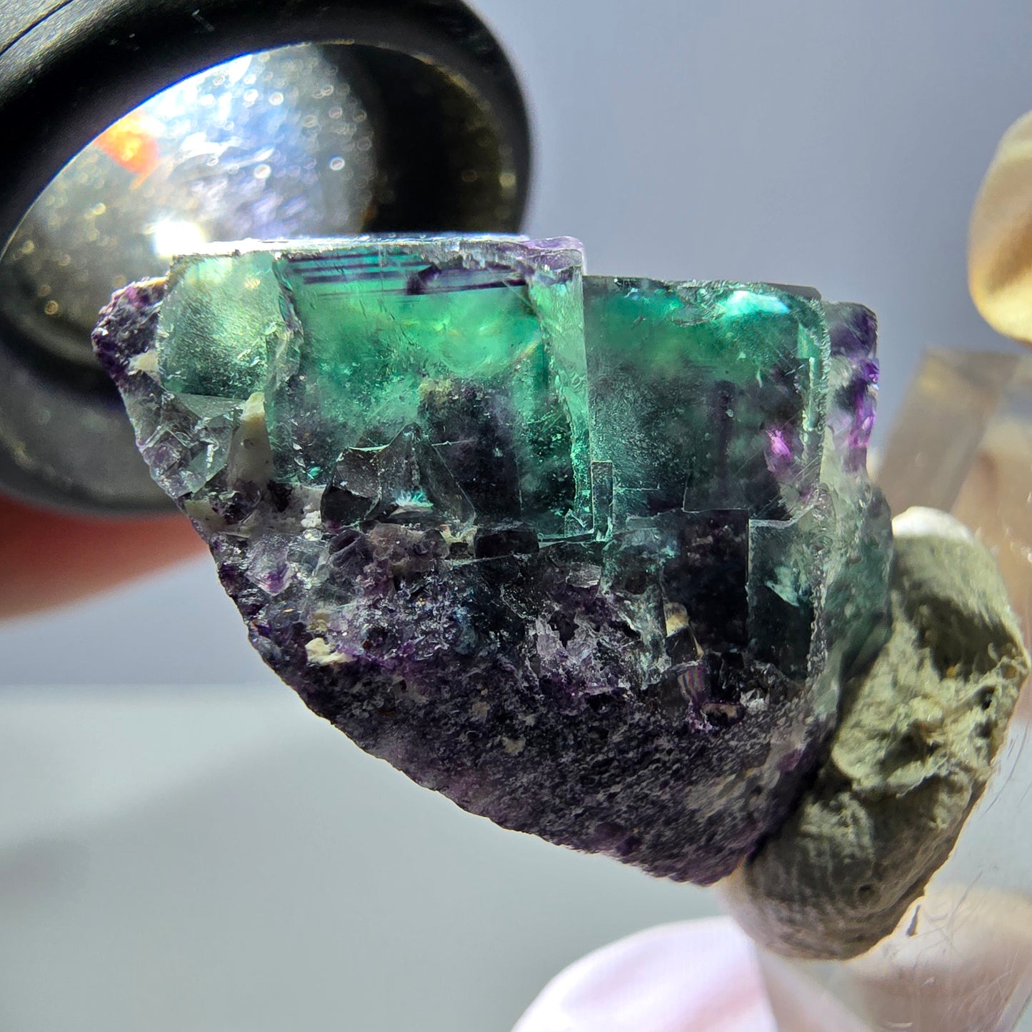 Phantom Fluorit Würfel Stufe, grün lila Okorusu, Namibia 34*24*17mm