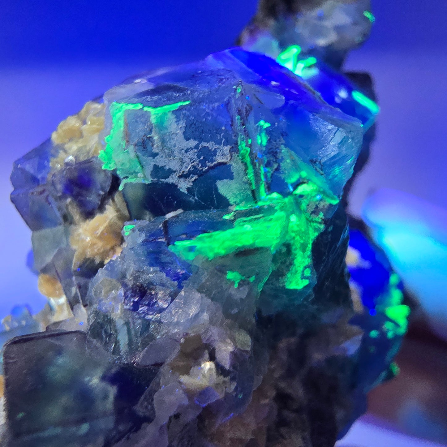 Phantom Fluorit zonal Schörl Rauchquarz Muskovit Hyalit Erongo, Namibia 69*56*40mm