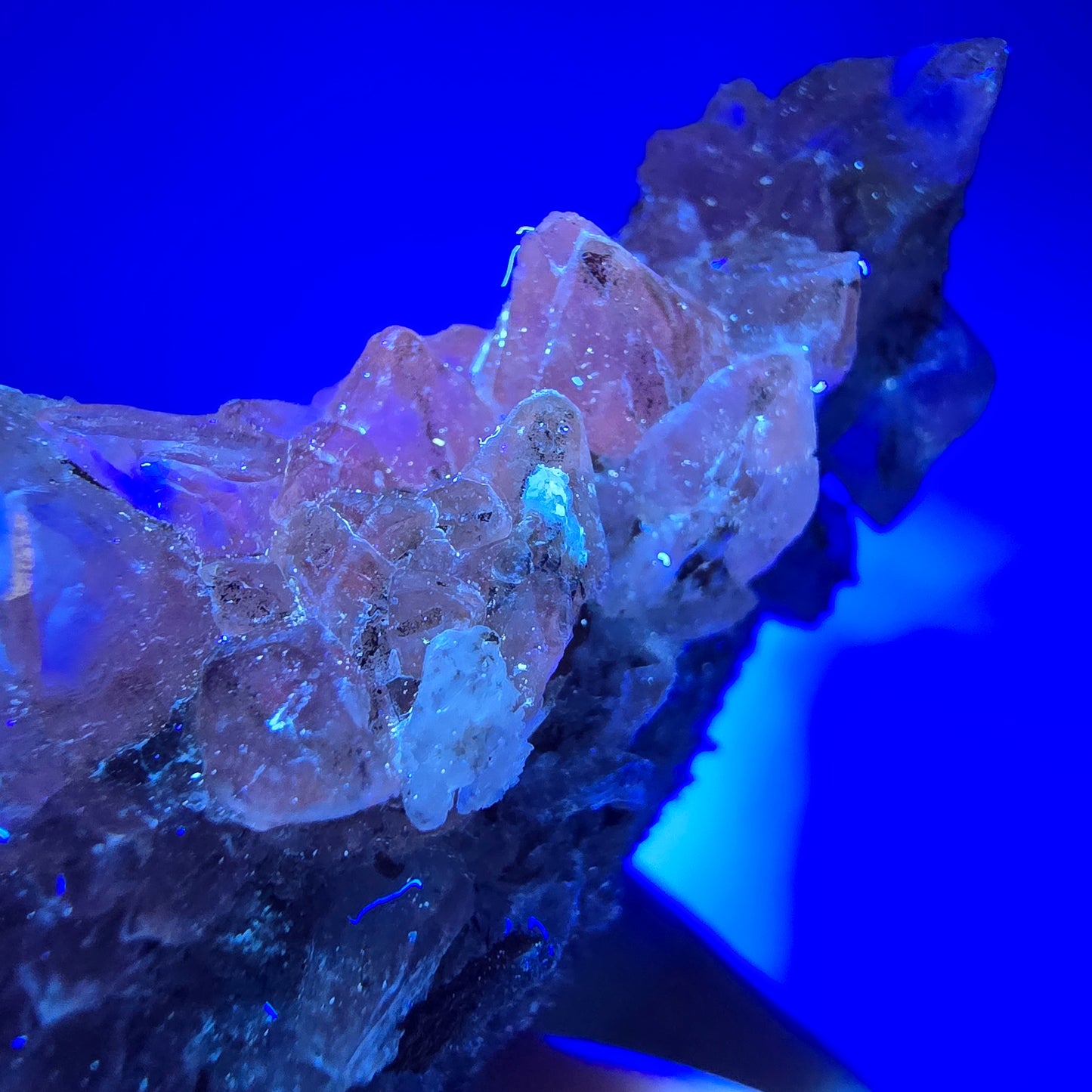 Spécimen rare de calcite UV, mine Valentine Pocket, Goboboseb, Namibie, 88 x 44 x 29 mm