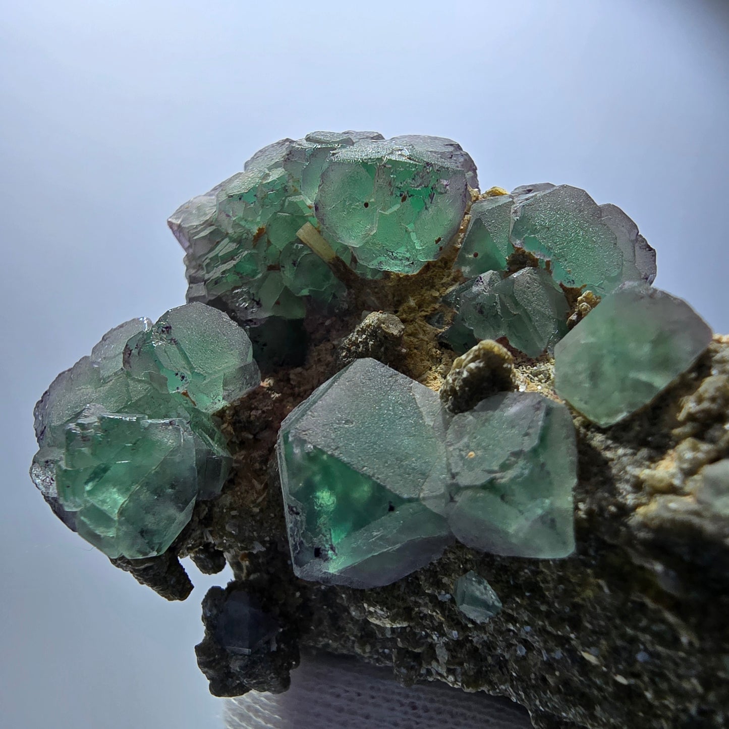 Fluorite fantôme zonale Schörl Tourmaline Muscovite Hyalite Erongo, Namibie 83*45*47mm