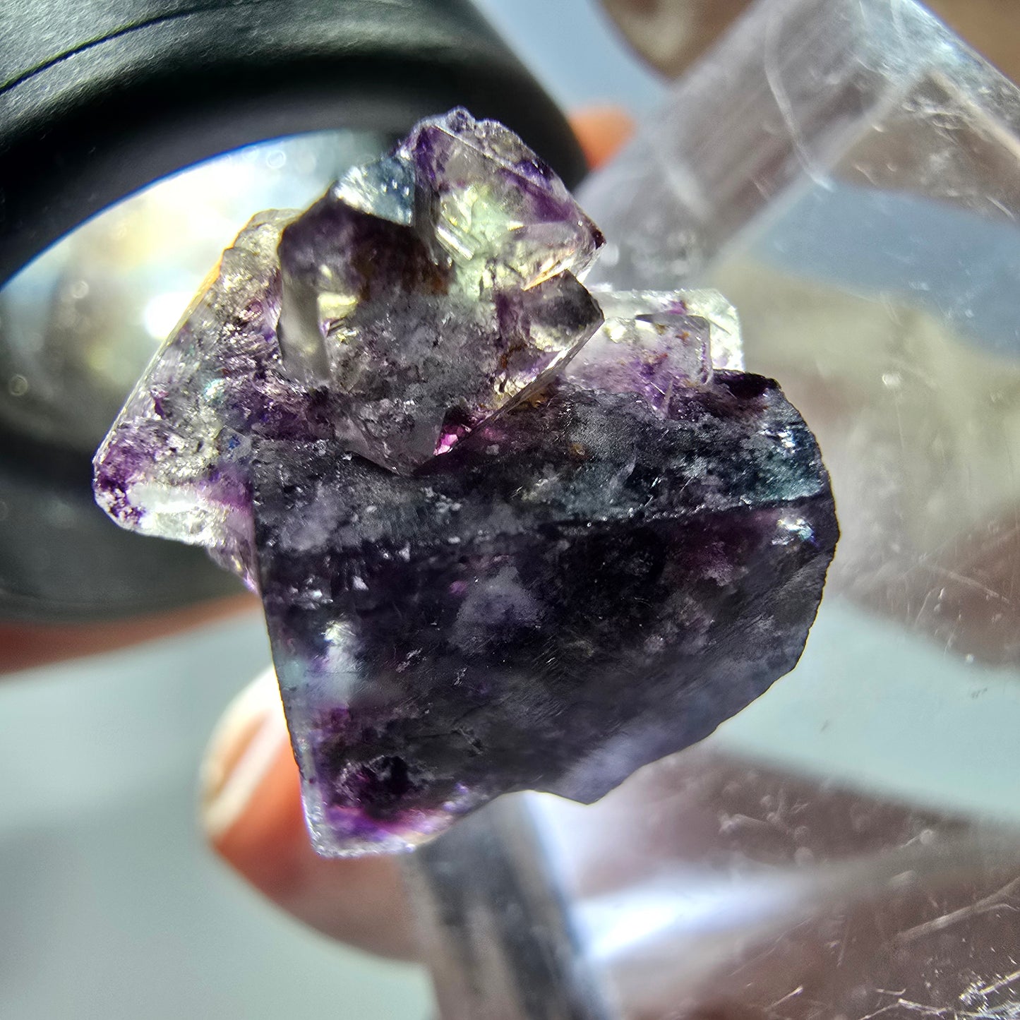 Phantom Fluorit Würfel Stufe, parkettiert grün lila Okorusu, Namibia 15*15*10mm