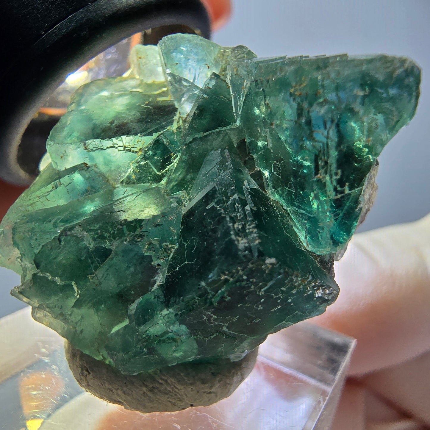 Seltene Phantom Fluorit Würfel Stufe, grün Okorusu, Namibia 33*27*20mm