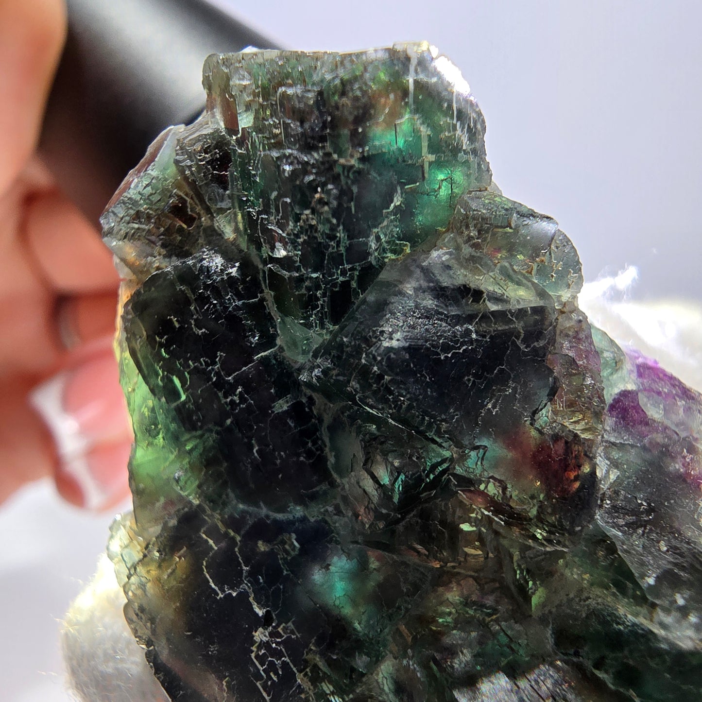 Rare spécimen de cube de fluorite fantôme, parqueté vert Okorusu, Namibie, 52 x 29 x 18 mm