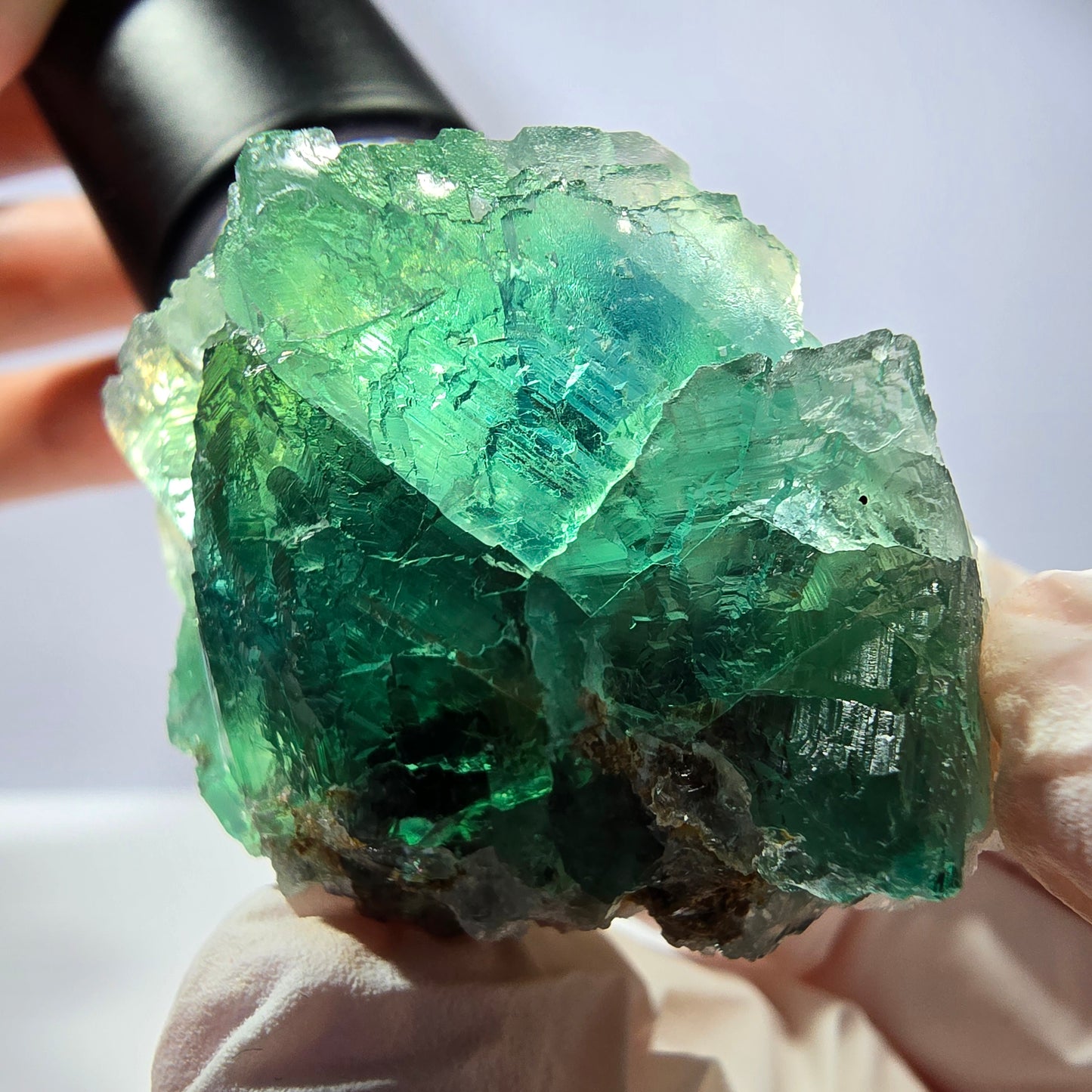 Rare cube de fluorite fantôme, spécimen de quartz vert Okorusu, Namibie, 44 x 40 x 29 mm