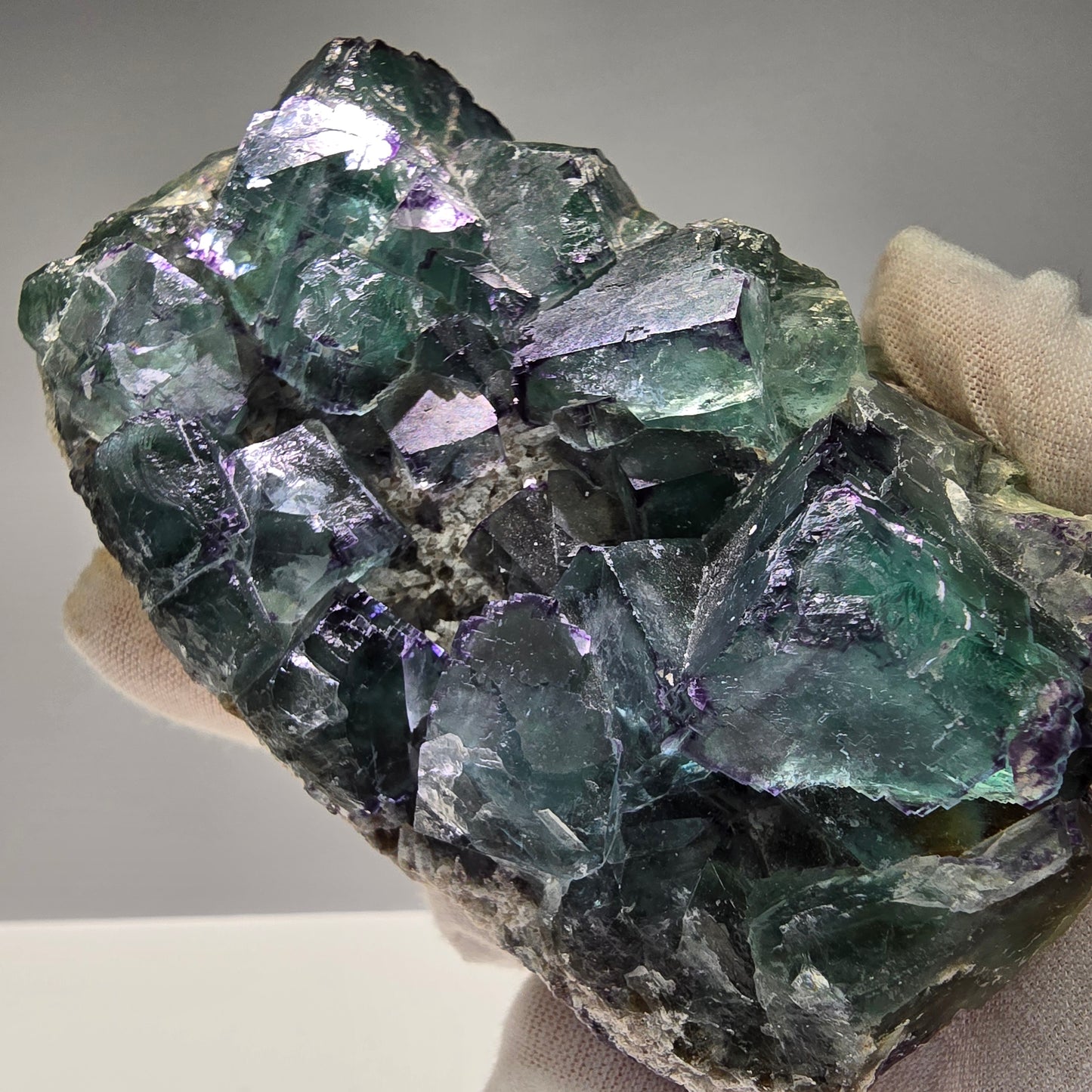 Große Phantom Fluorit Würfel Stufe grün lila zonar Okorusu, Namibia 116*64*31mm