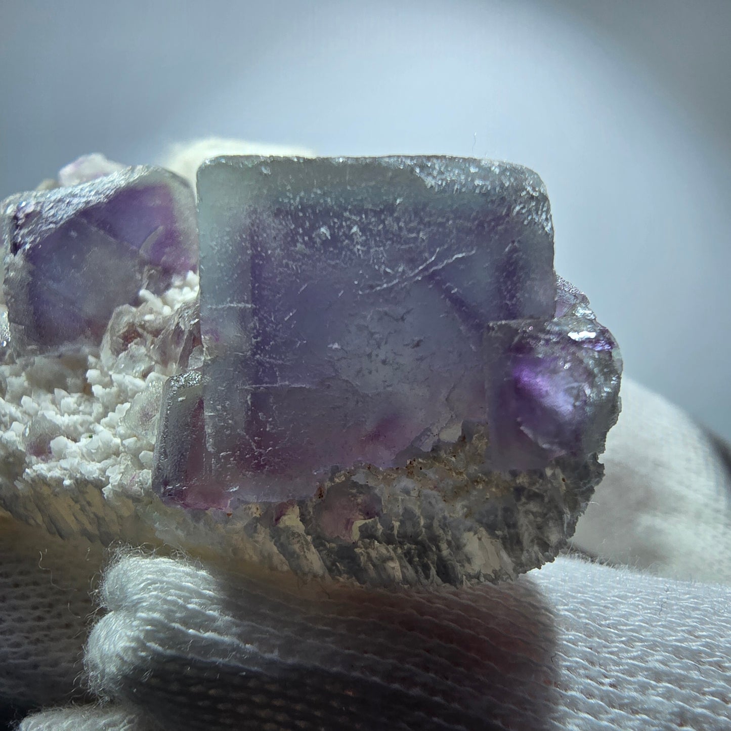 Cube de fluorite fantôme, spécimen de quartz vert violet, Omehane, Namibie, 58 x 3 322 mm