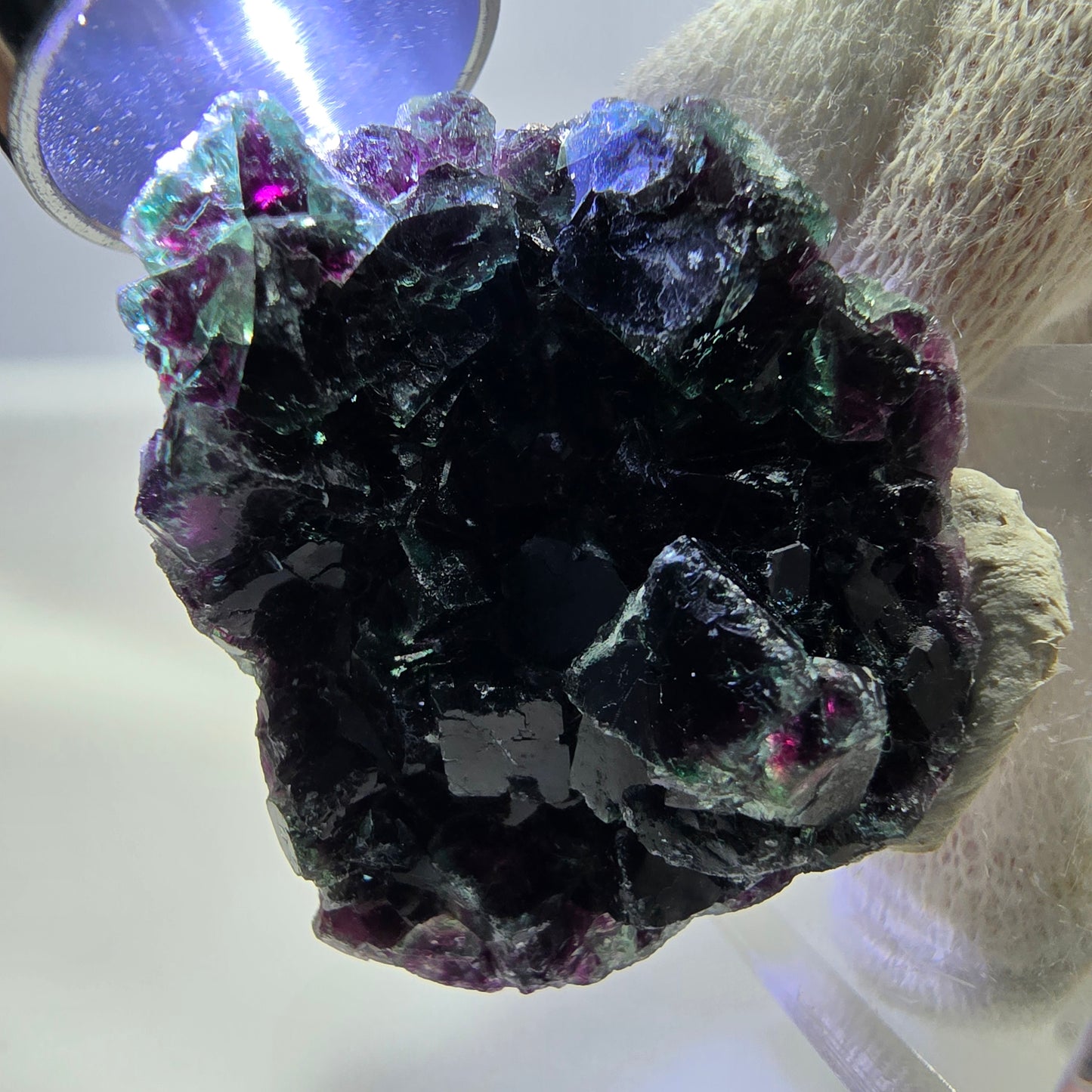 Klare Phantom Fluorit Würfel Stufe, grün lila Okorusu, Namibia 36*33*14mm