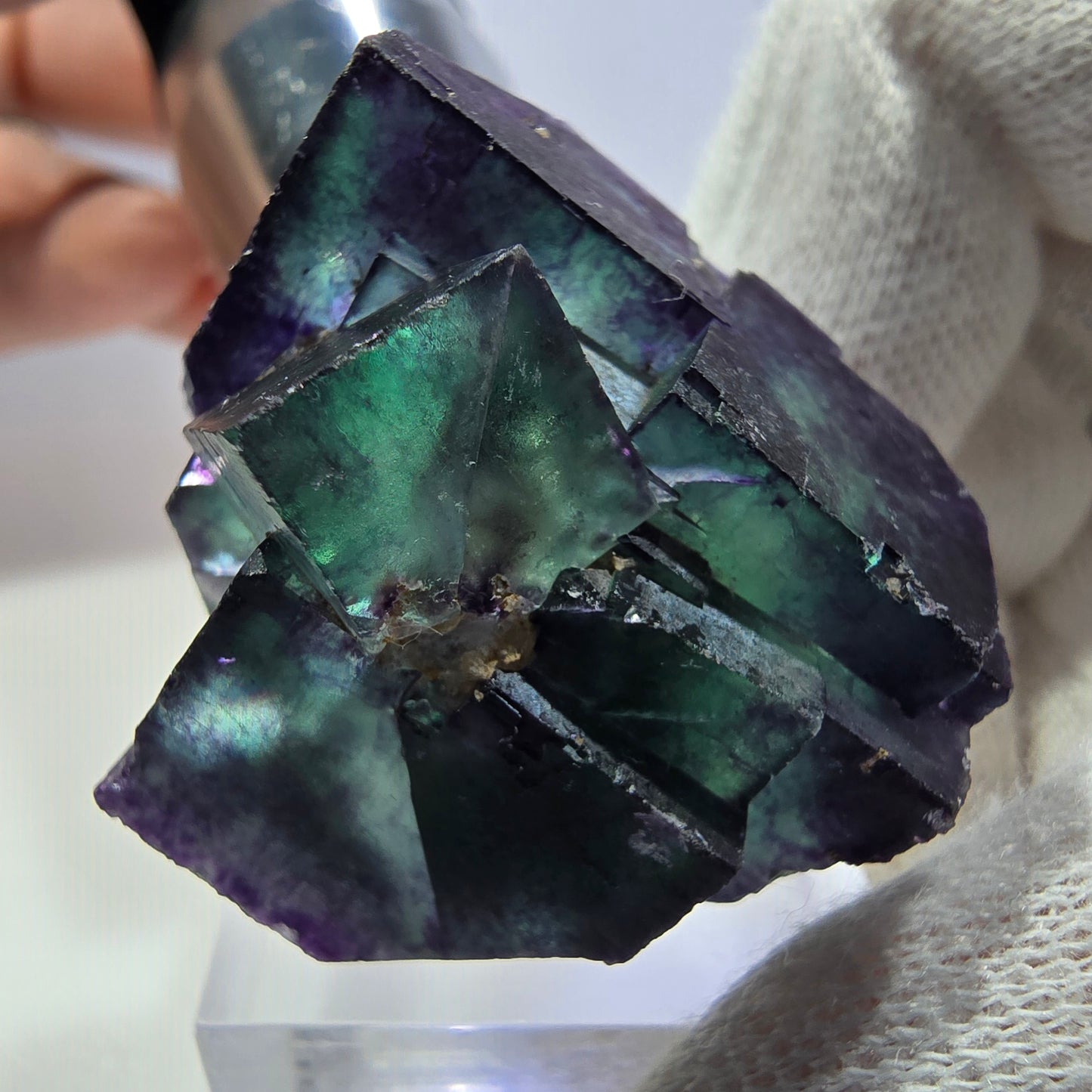 Klare Phantom Fluorit Würfel Stufe zonal grün lila Okorusu, Namibia 33*28*26mm